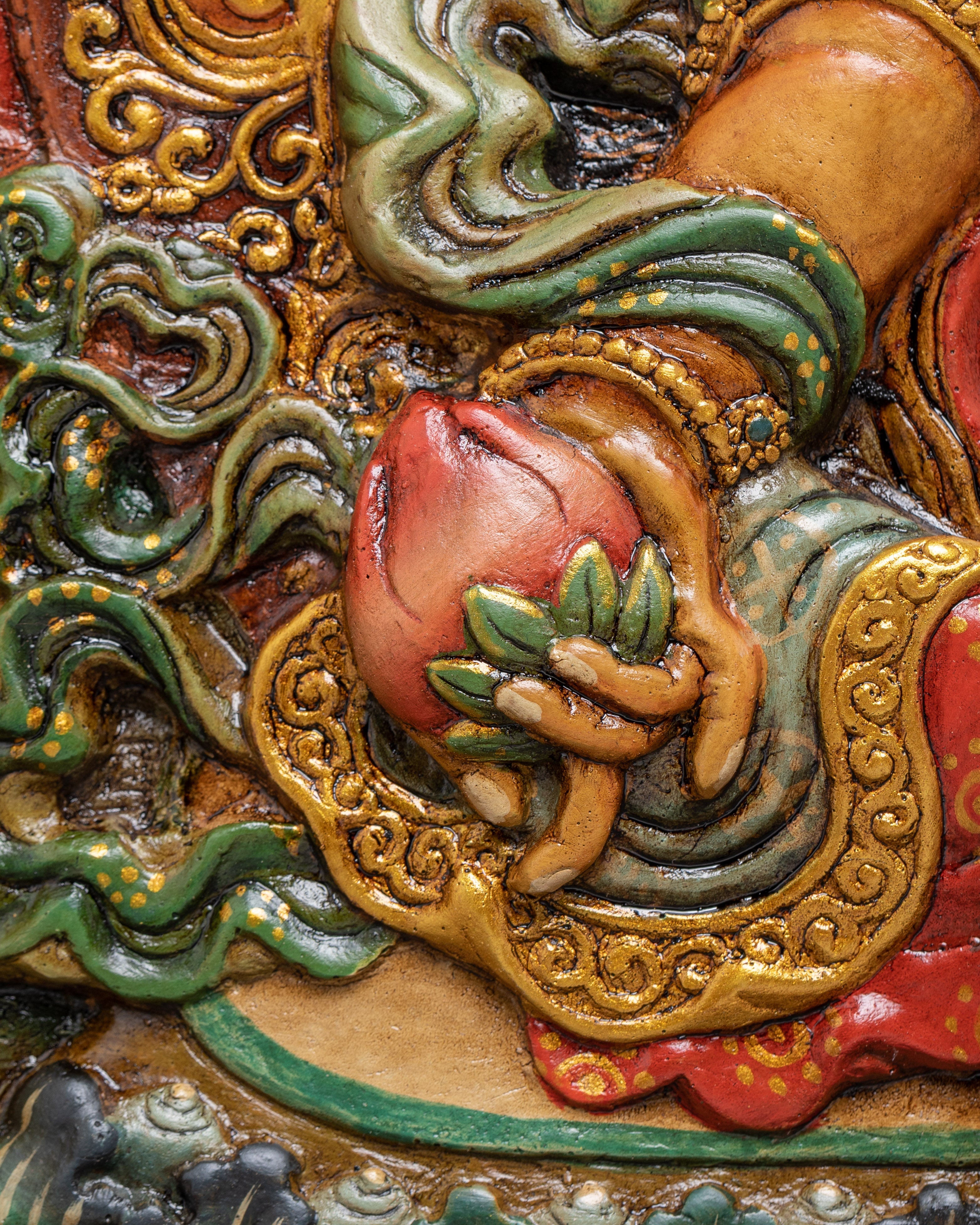 Tibetan Dzambhala Relief Art Wall Hanging | Spiritual Wealth & Prosperity Wall Art