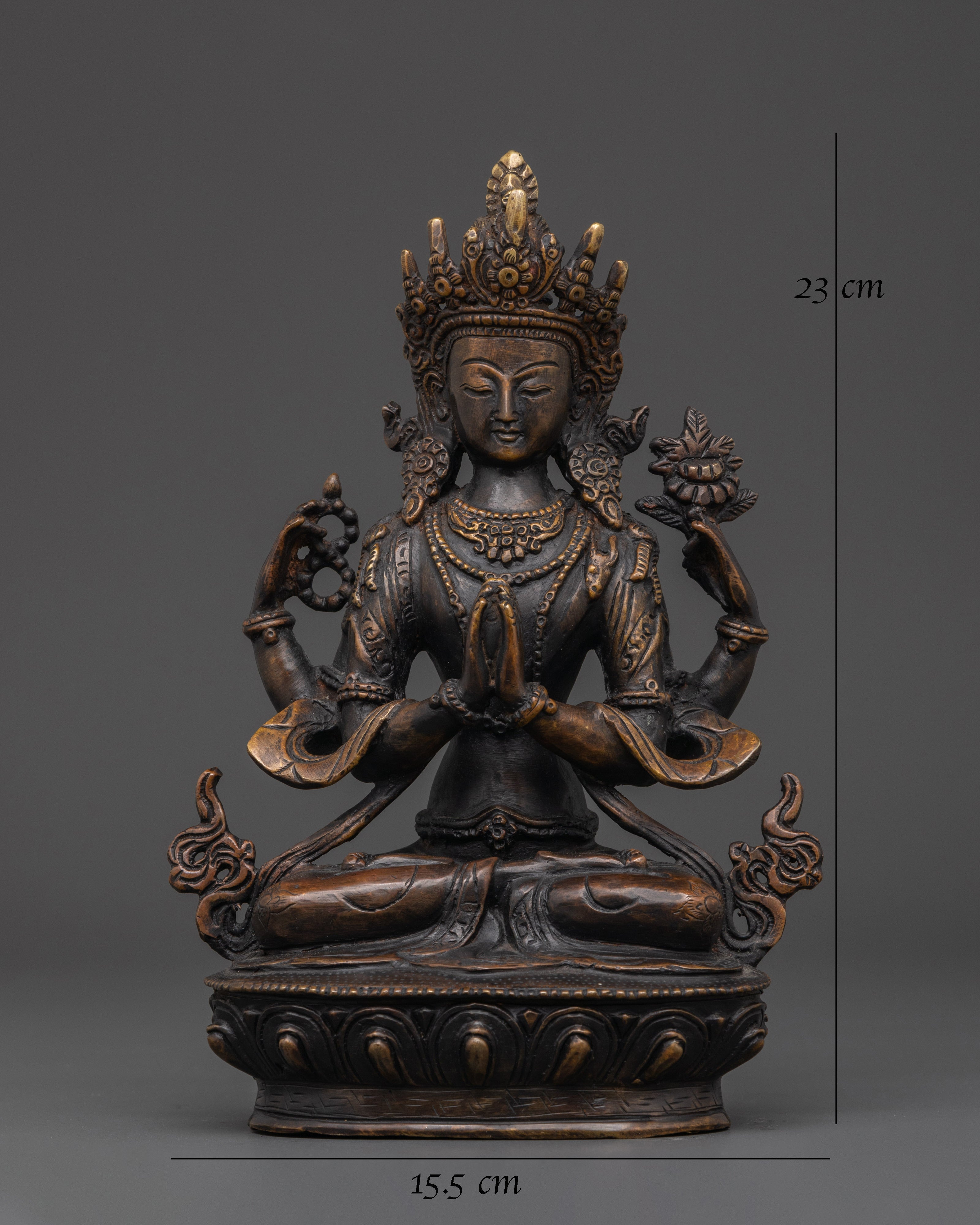 Four Armed Chenrezig Statues | Embodiment of Compassion | Home Decor