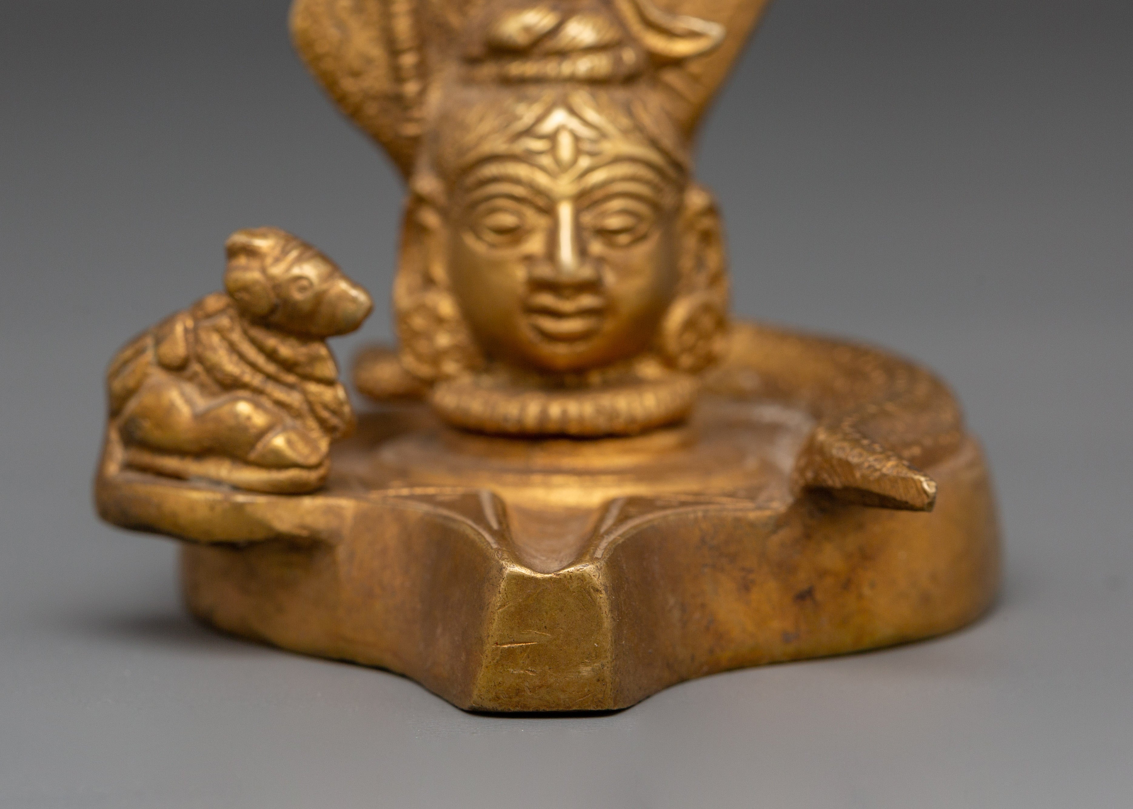 Sacred Shiva Linga with Naga and Nandi | Brass Hindu Deity Statue for Worship and Decor