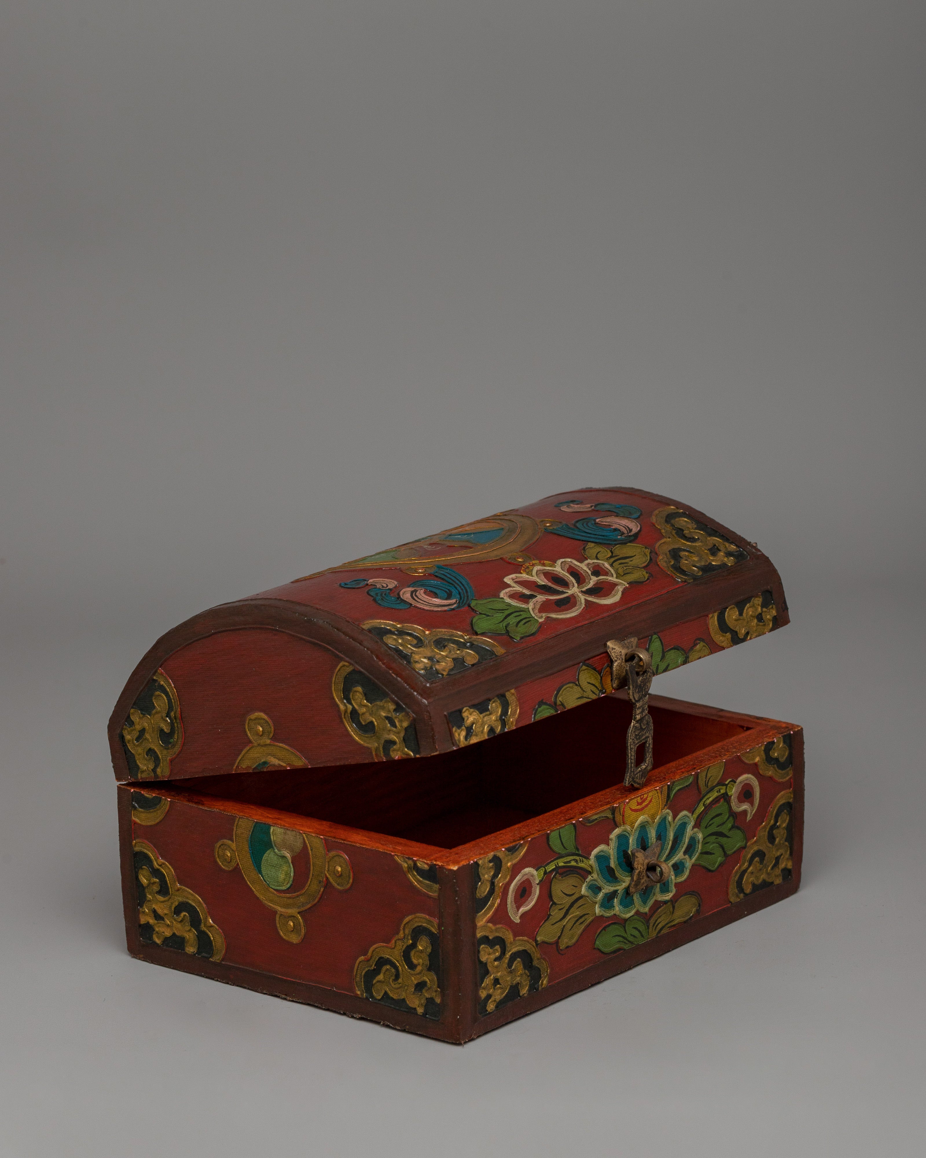 Traditional Tibetan Decorative Treasure Box | Handcrafted Wooden Chest