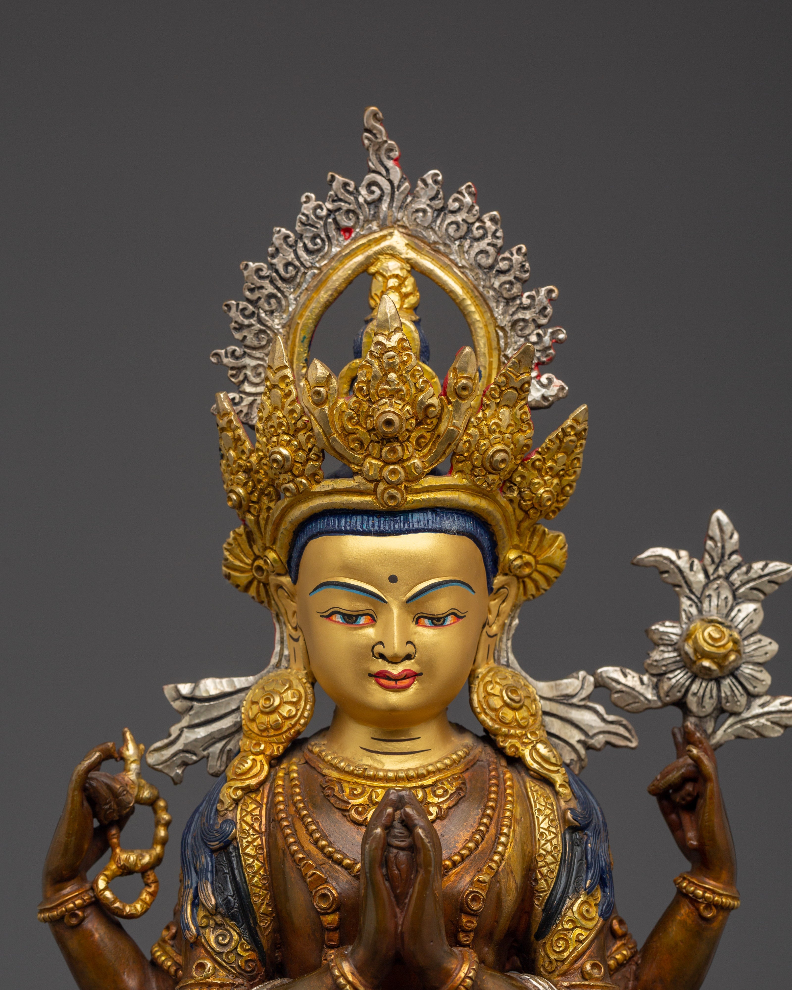 Handmade Tibetan Artwork of Chenrezig | Compassionate Bodhisattva