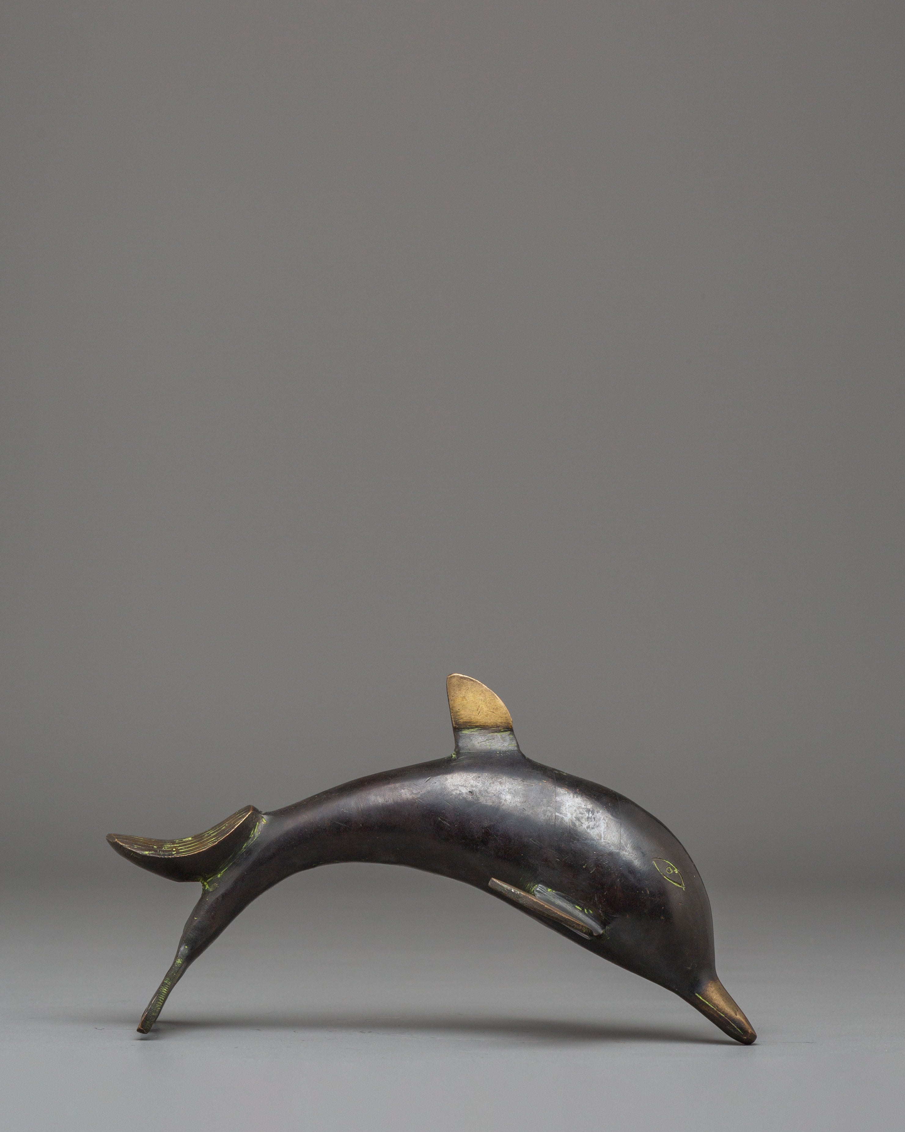 Handcrafted Dolphin Set | Spiritual Gold-Plated Copper Ocean Art