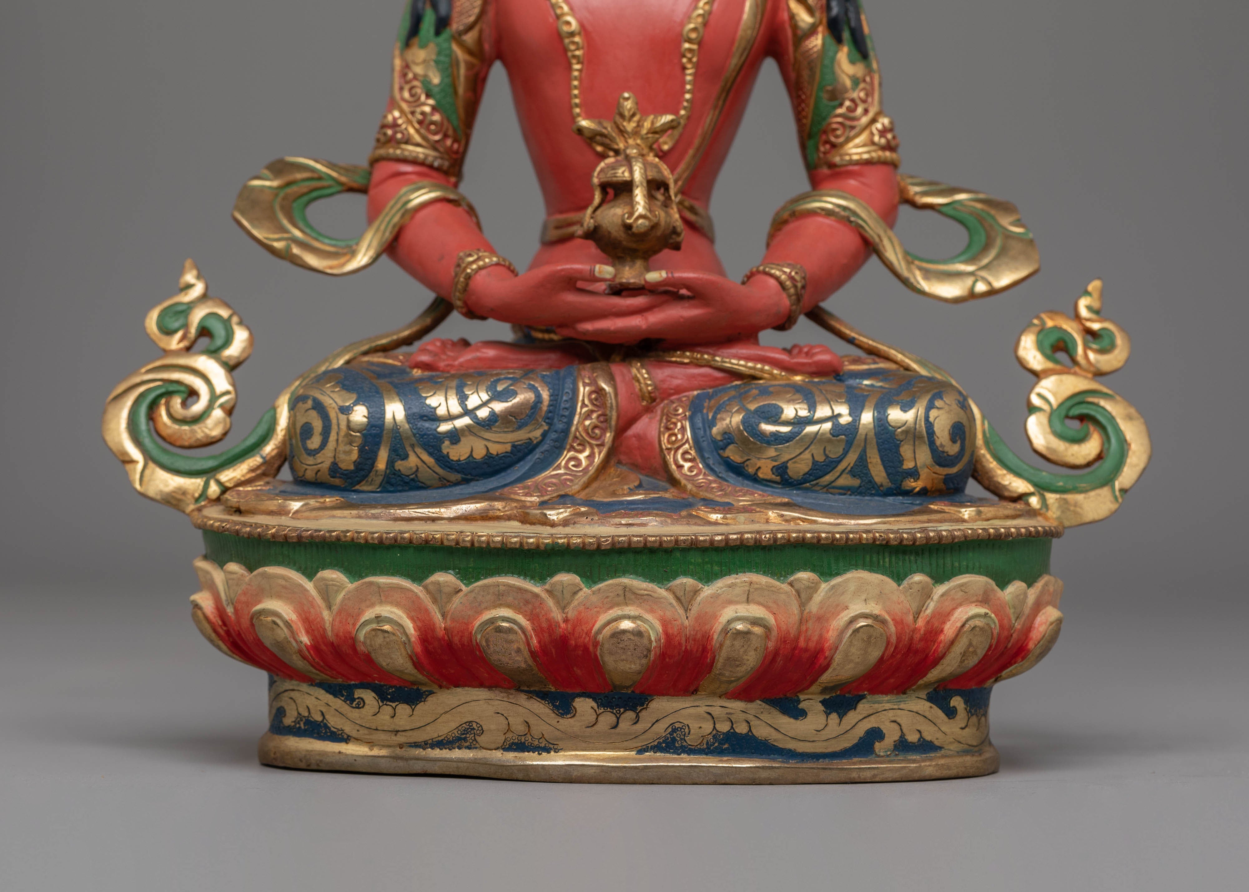 Handcrafted Amitayus Buddhist Copper Sculpture | Spiritual Artwork