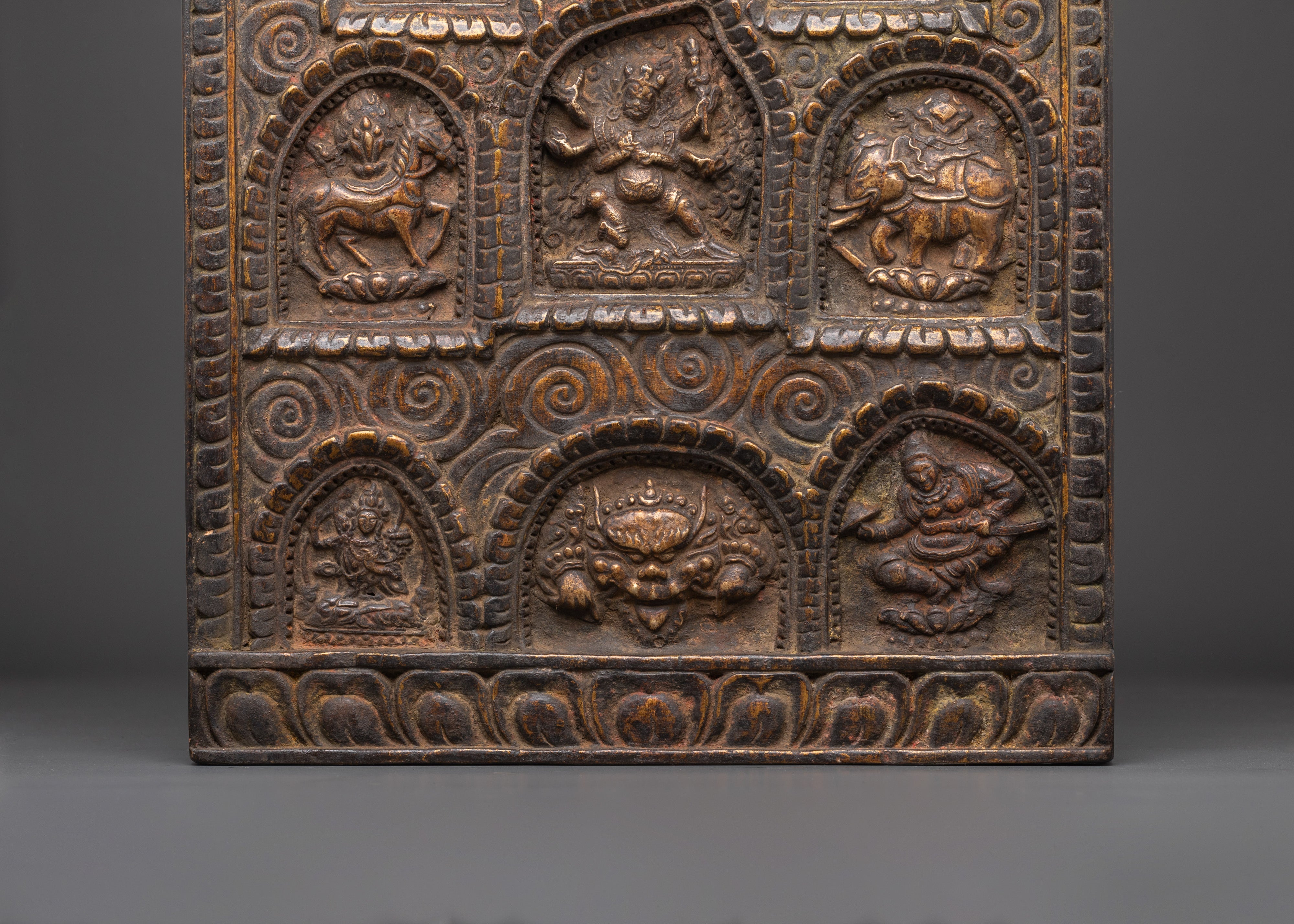 Handcrafted Buddhist Deities Plaque | Spiritual Relief Sculpture