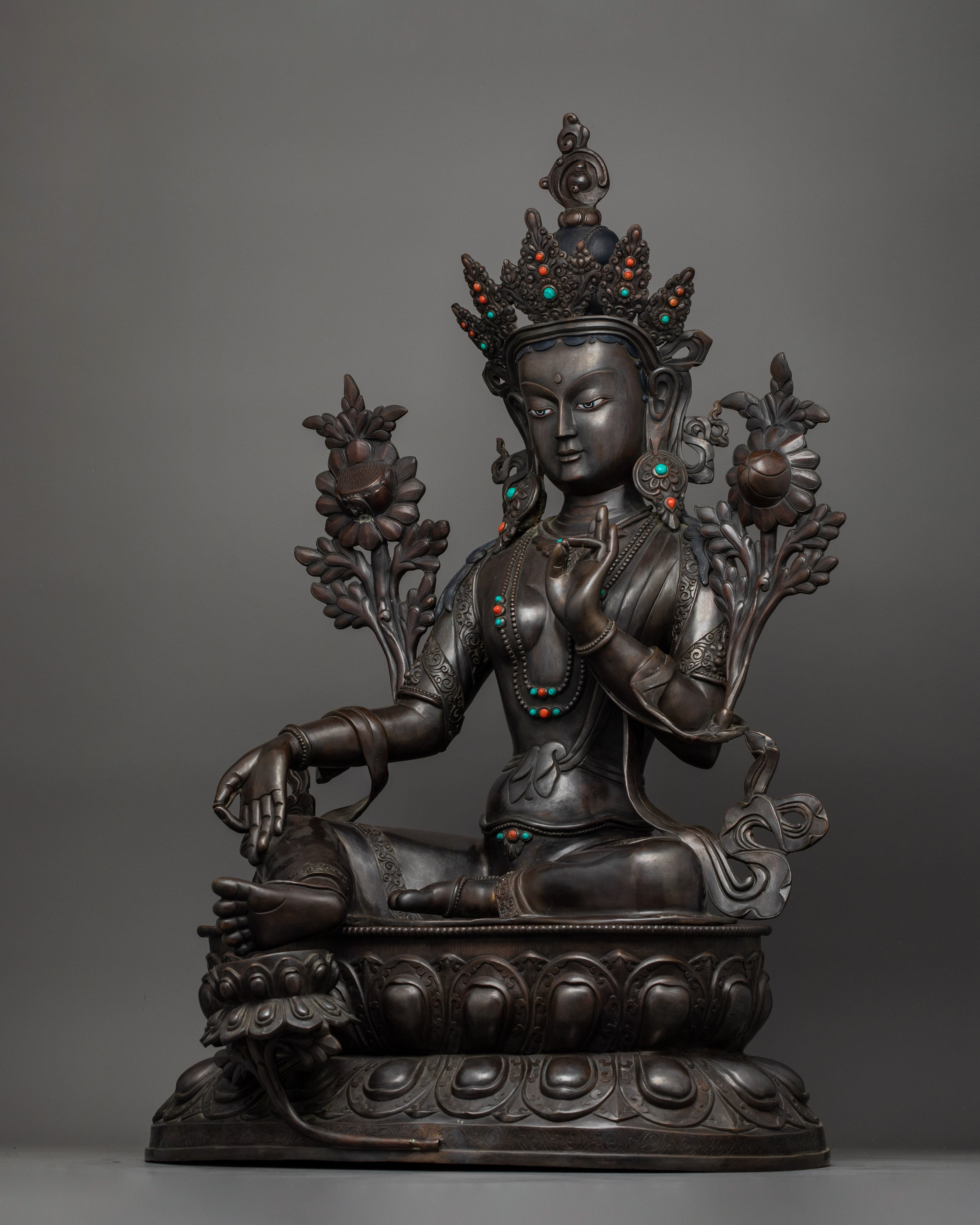 Longevity Deity Green Tara Compassion Goddess | Tibetan Healing Statue