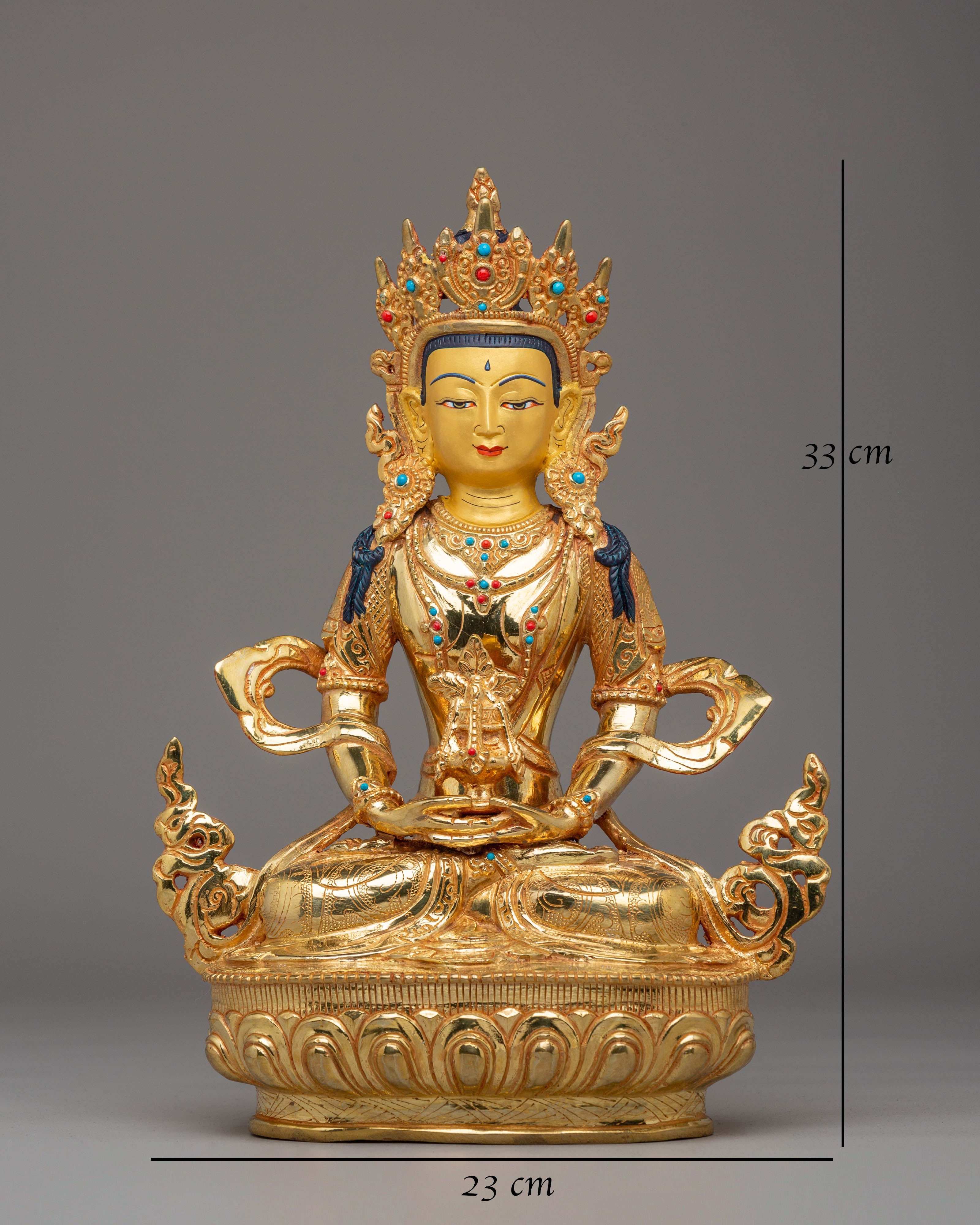 Amitayus Handcrafted Copper Statue | Gold Plated Tibetan Sculpture