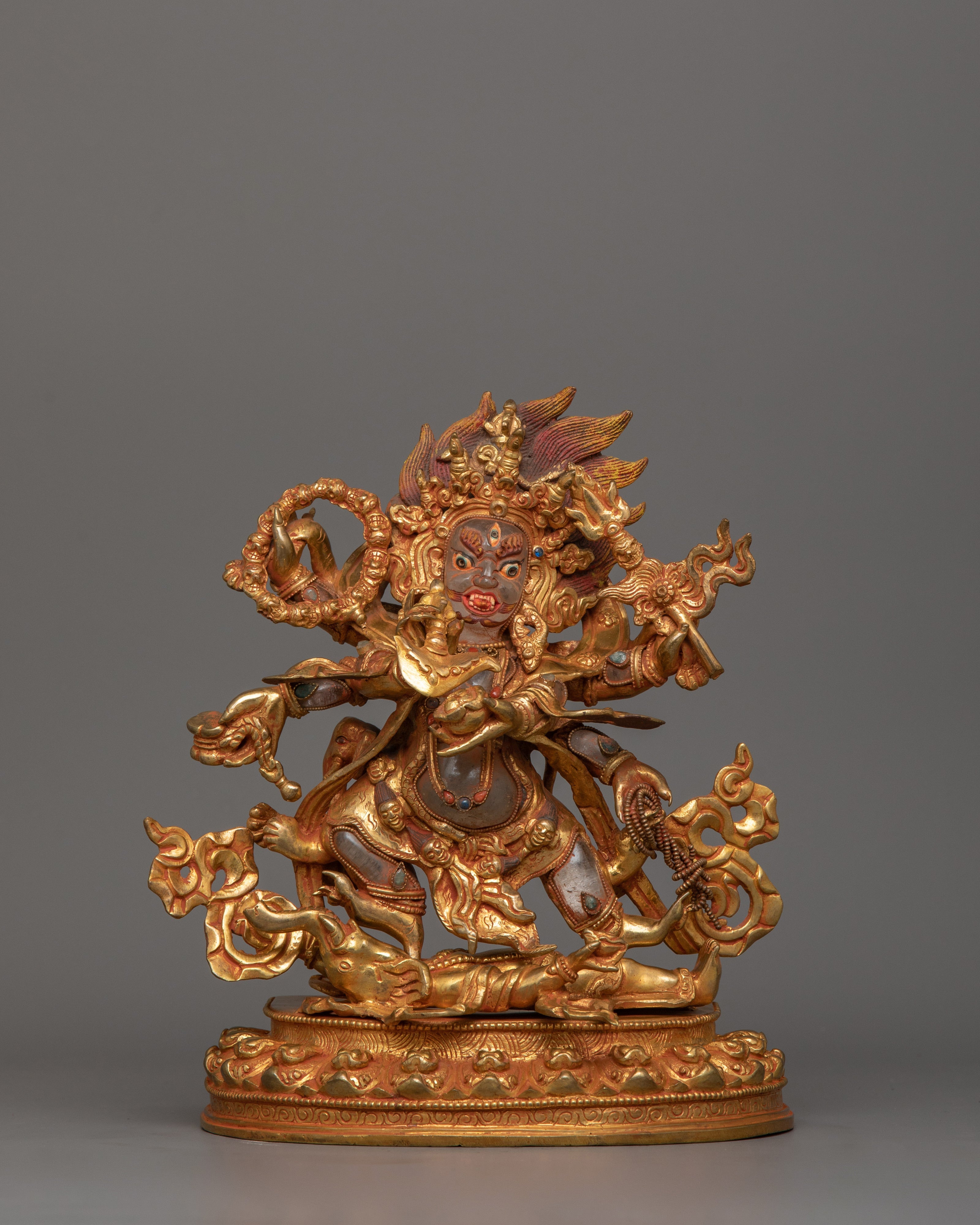 Six Armed Mahakala Wrathful Protector Deity Statue |  Buddhist Deity of Dharma Protector