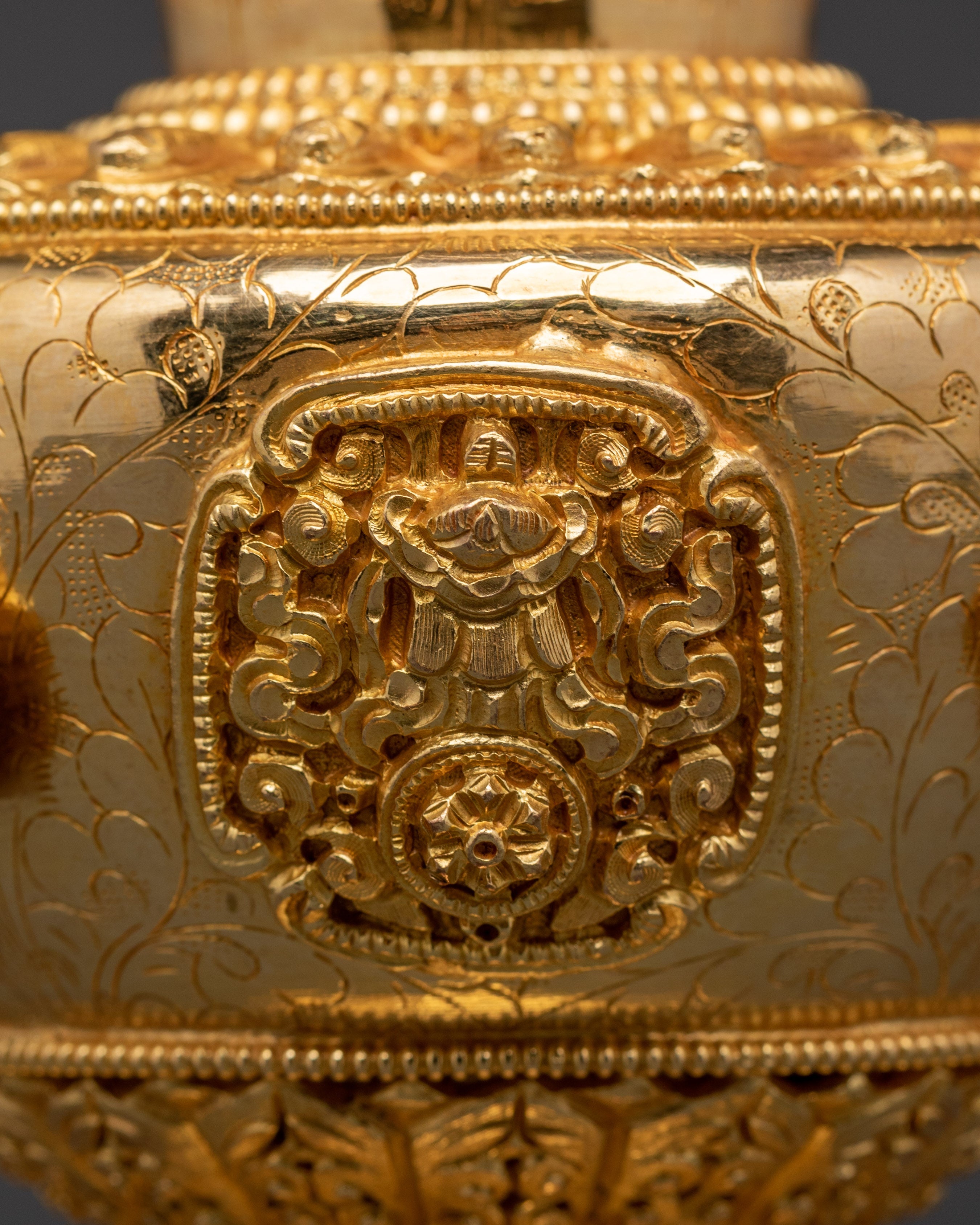 Flower Vase for Ritual Offering | Gold Plated Copper Vase