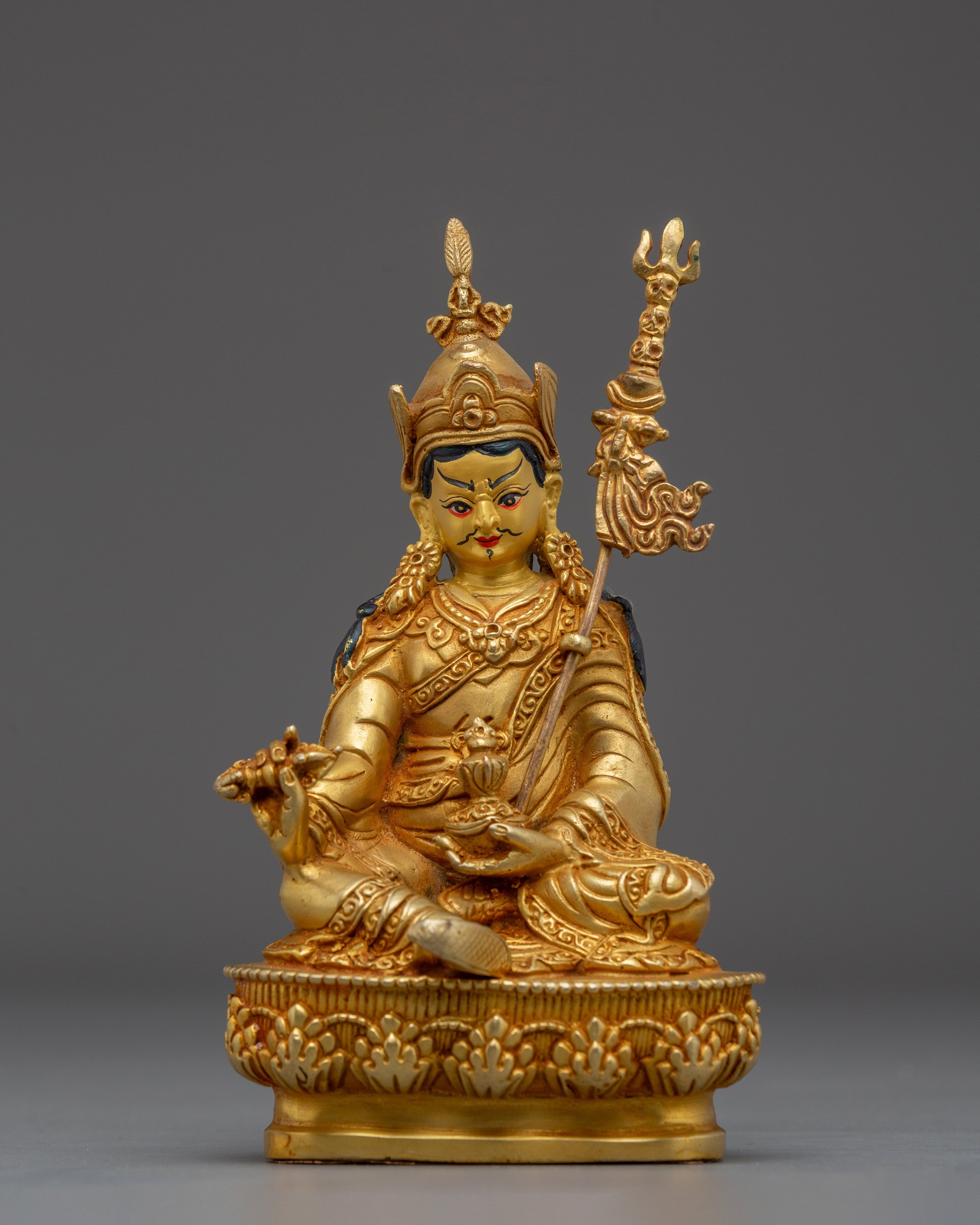 Guru Rinpoche Copper Statue 24K Gold Gilded