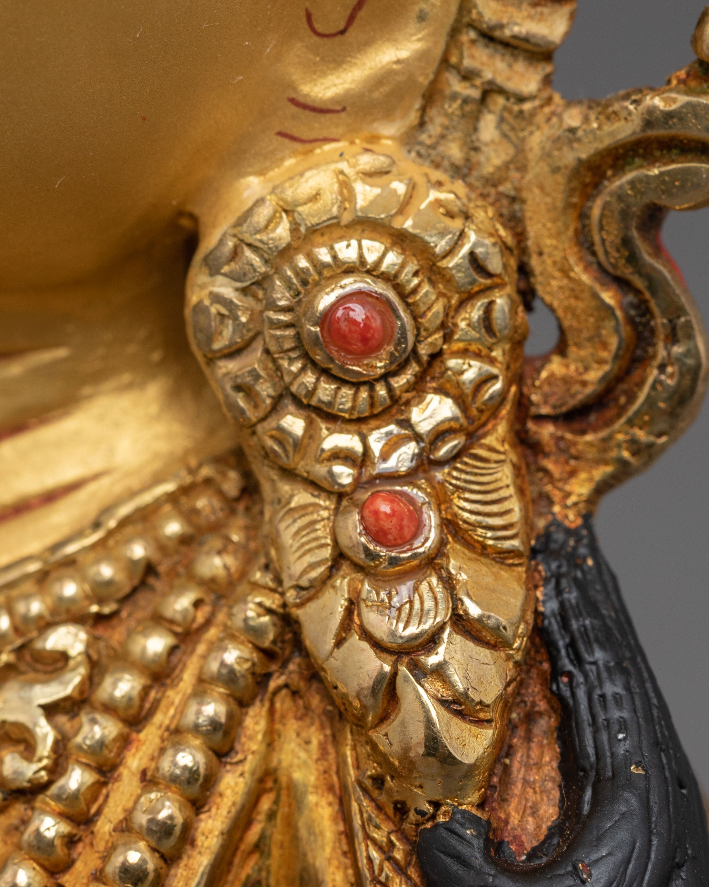 Vajrasattva Statue for Altar Decor | Gold Plated Copper Sculpture with Coral & Turquoise