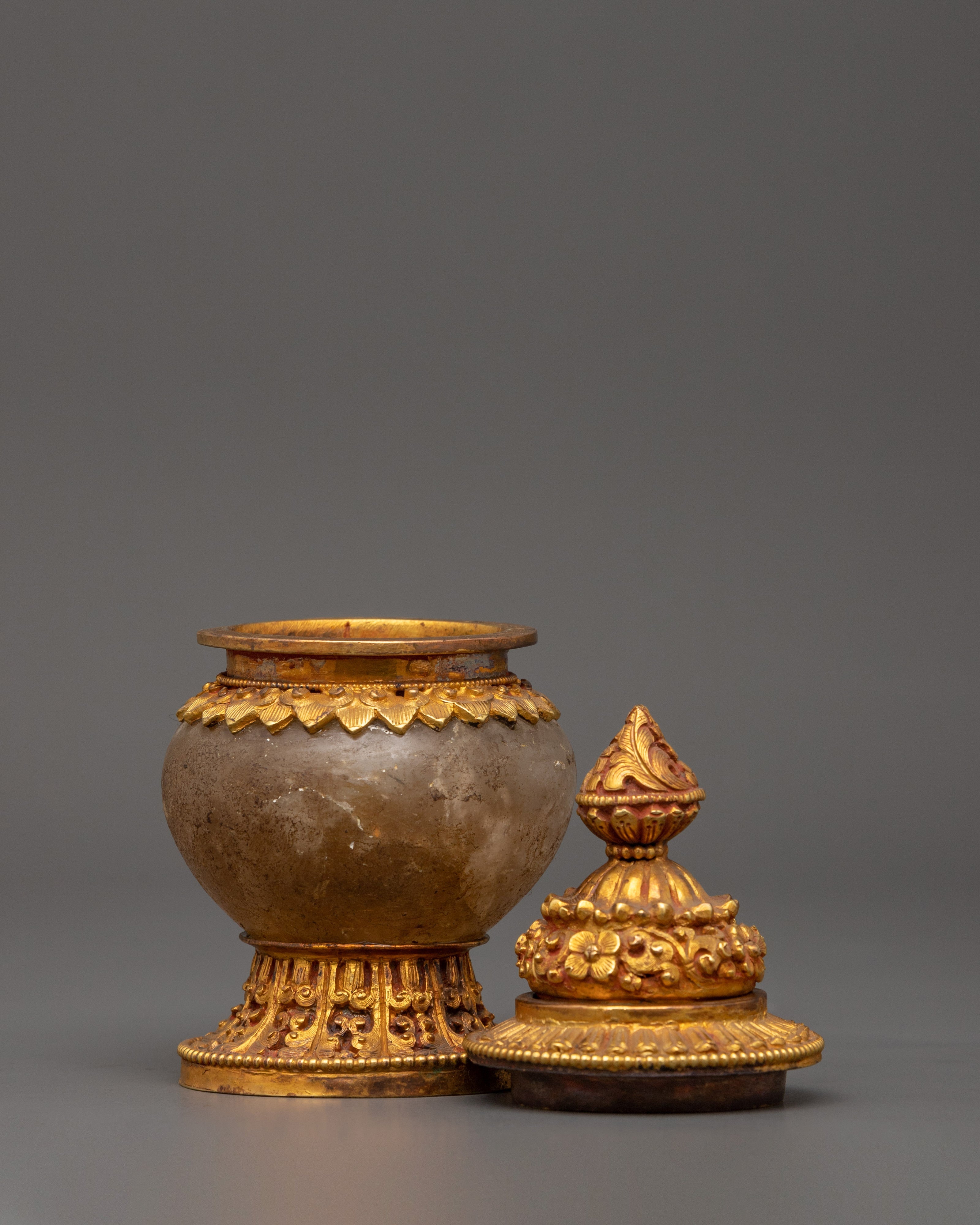 Gold-Plated Crystal Rice Pot | Buddhist Decor