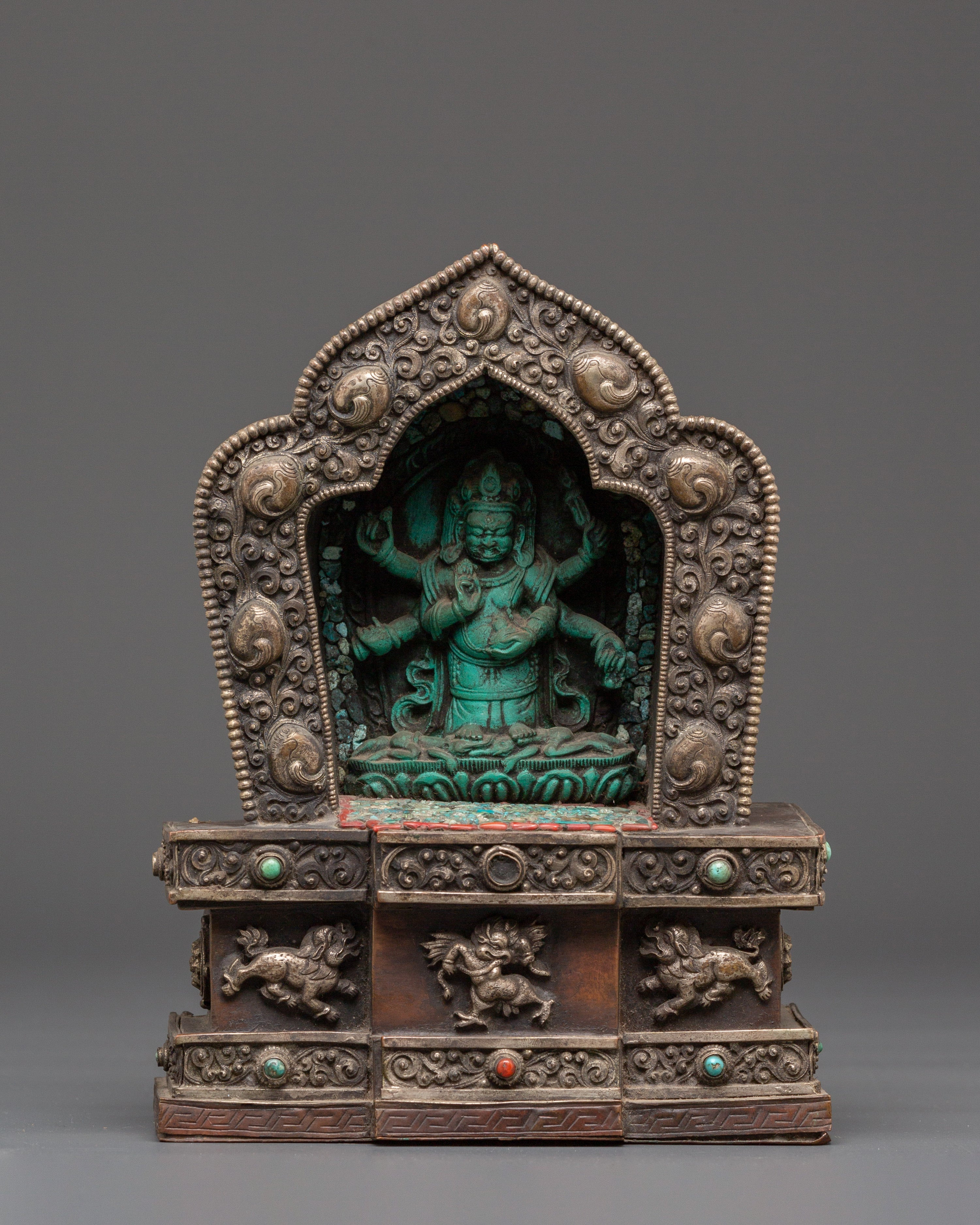 Traditional Six Armed Mahakala Ghau Box | Symbol Of Protection