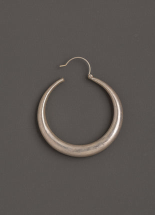 Tibetan Crescent Hoop Earrings | Silver Tribal Earrings