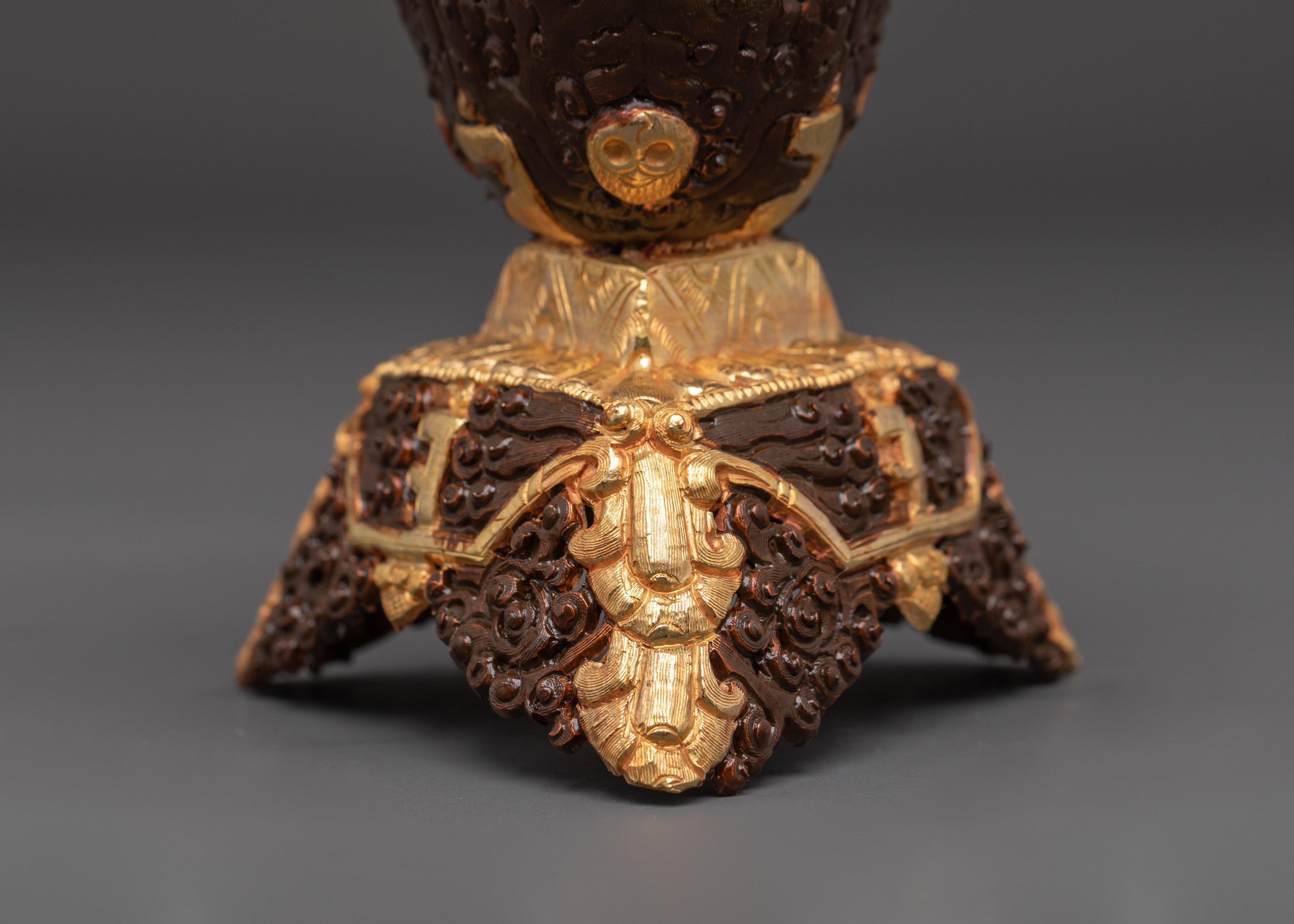 Tibetan Sacred Kapala Artifact | Handcrafted Gold Gilded Copper Ritual Cup