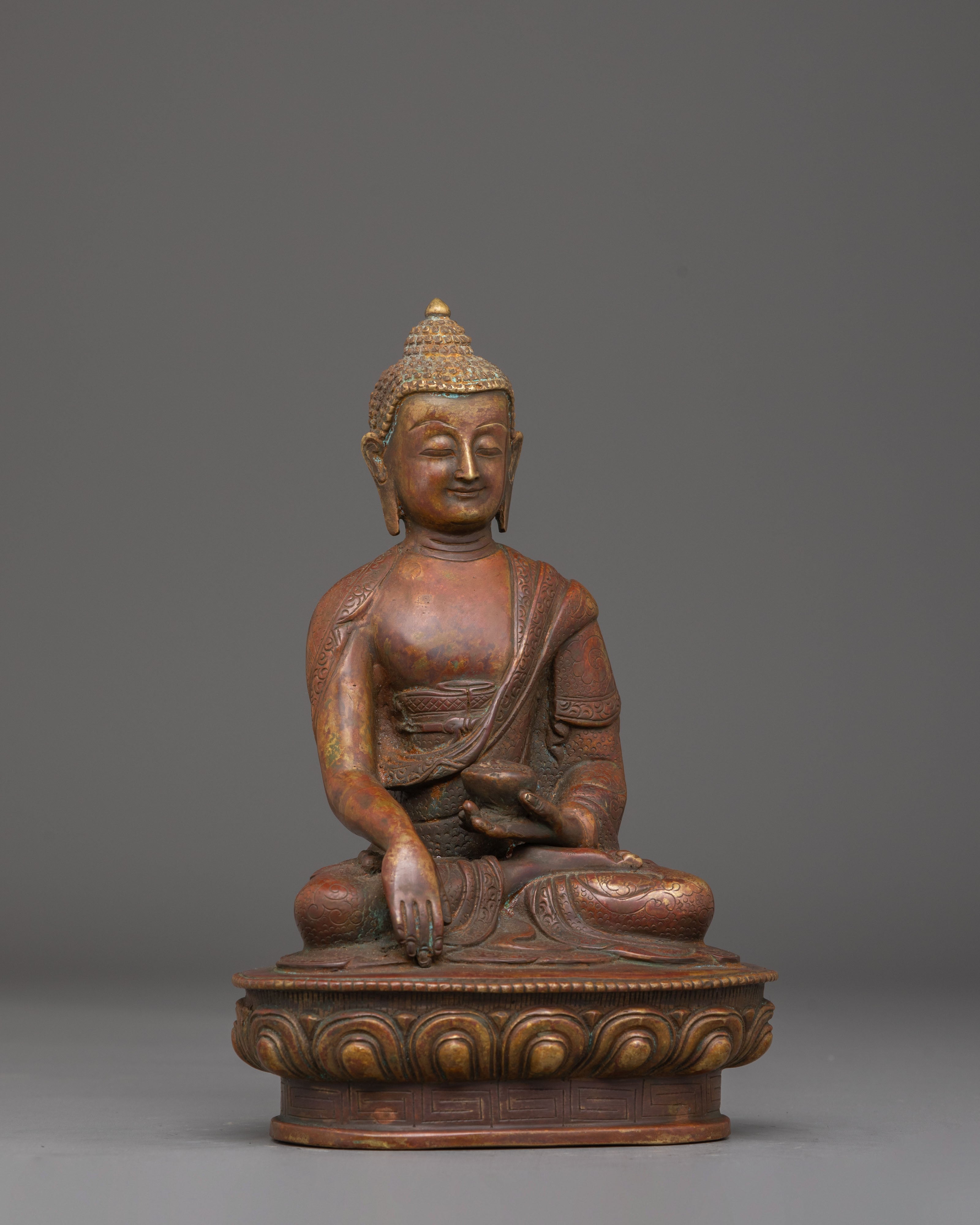 Sacred Shakyamuni Buddha Dharma Statue | Tibetan Copper Art for Meditation
