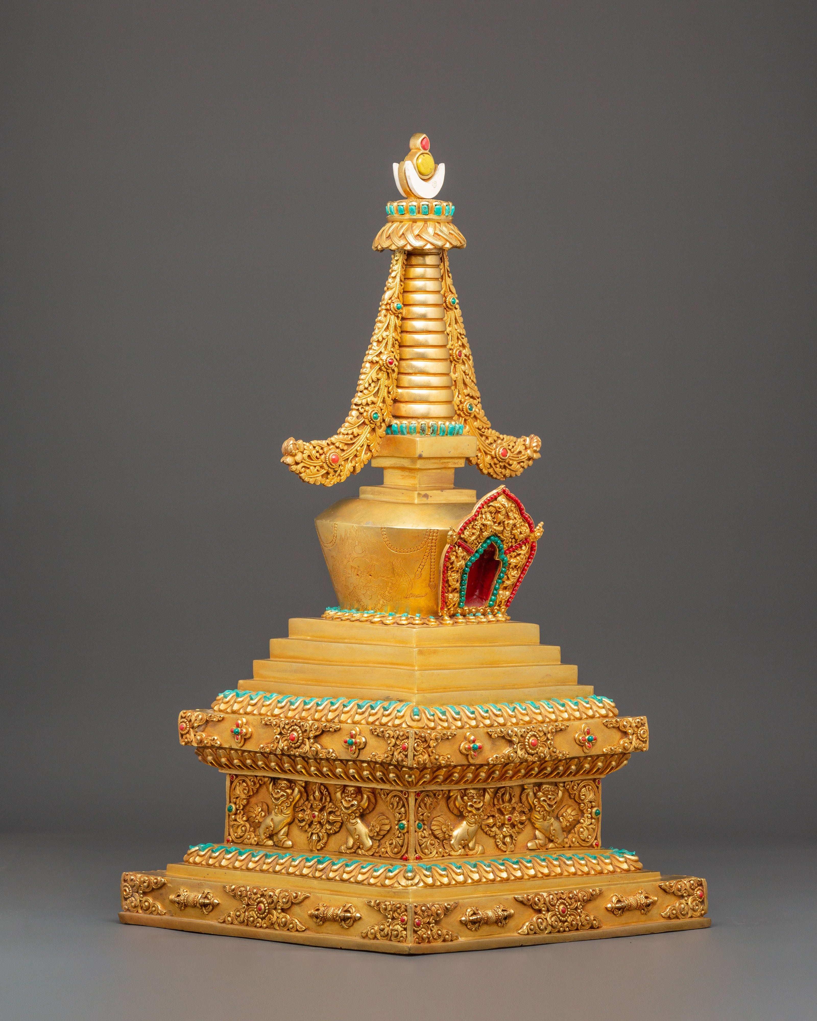 Spiritual Tibetan Buddhist Stupa | Gold Plated Sacred Monument