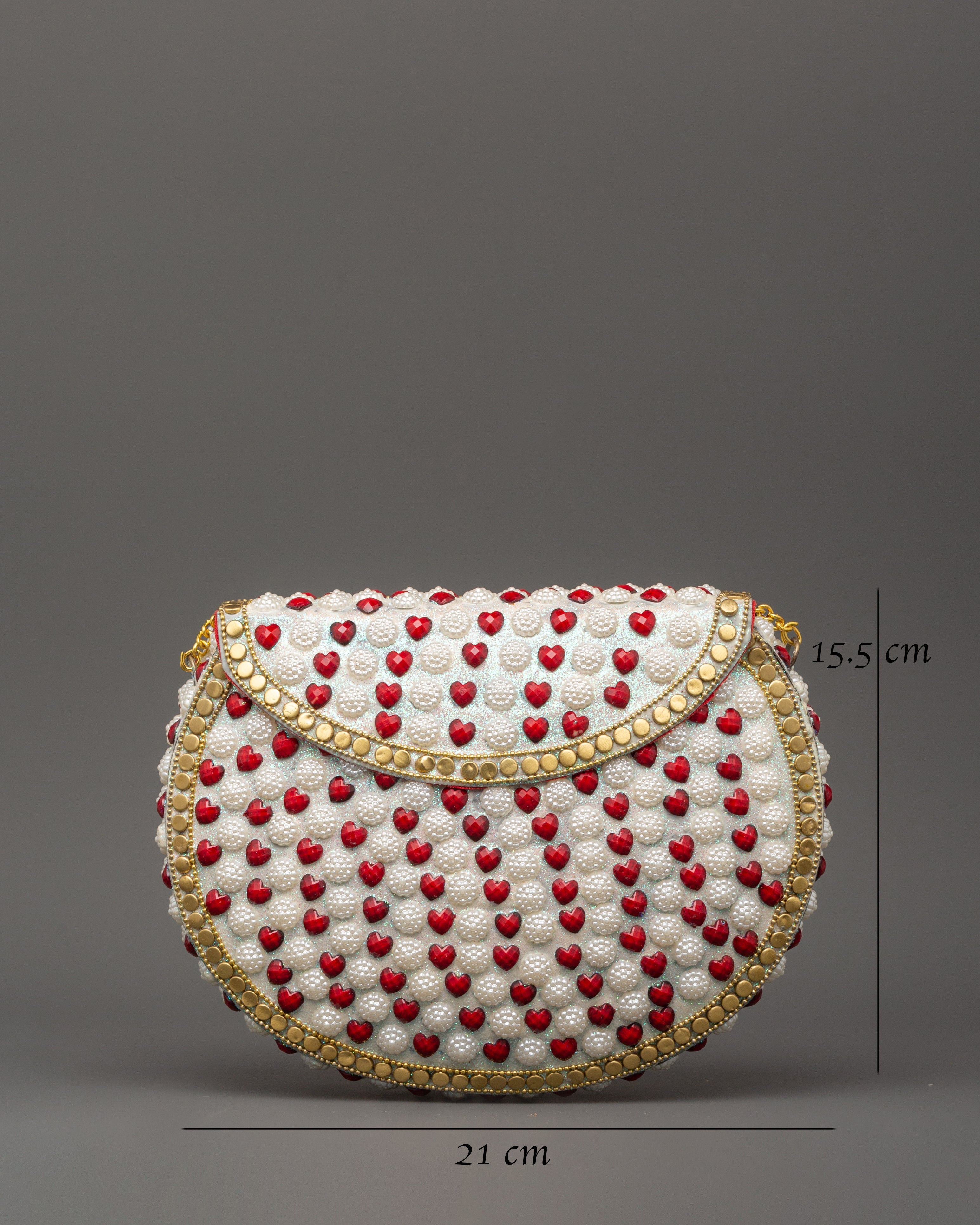 Handcrafted Pearl & Coral Side Bag | Decorative Bag