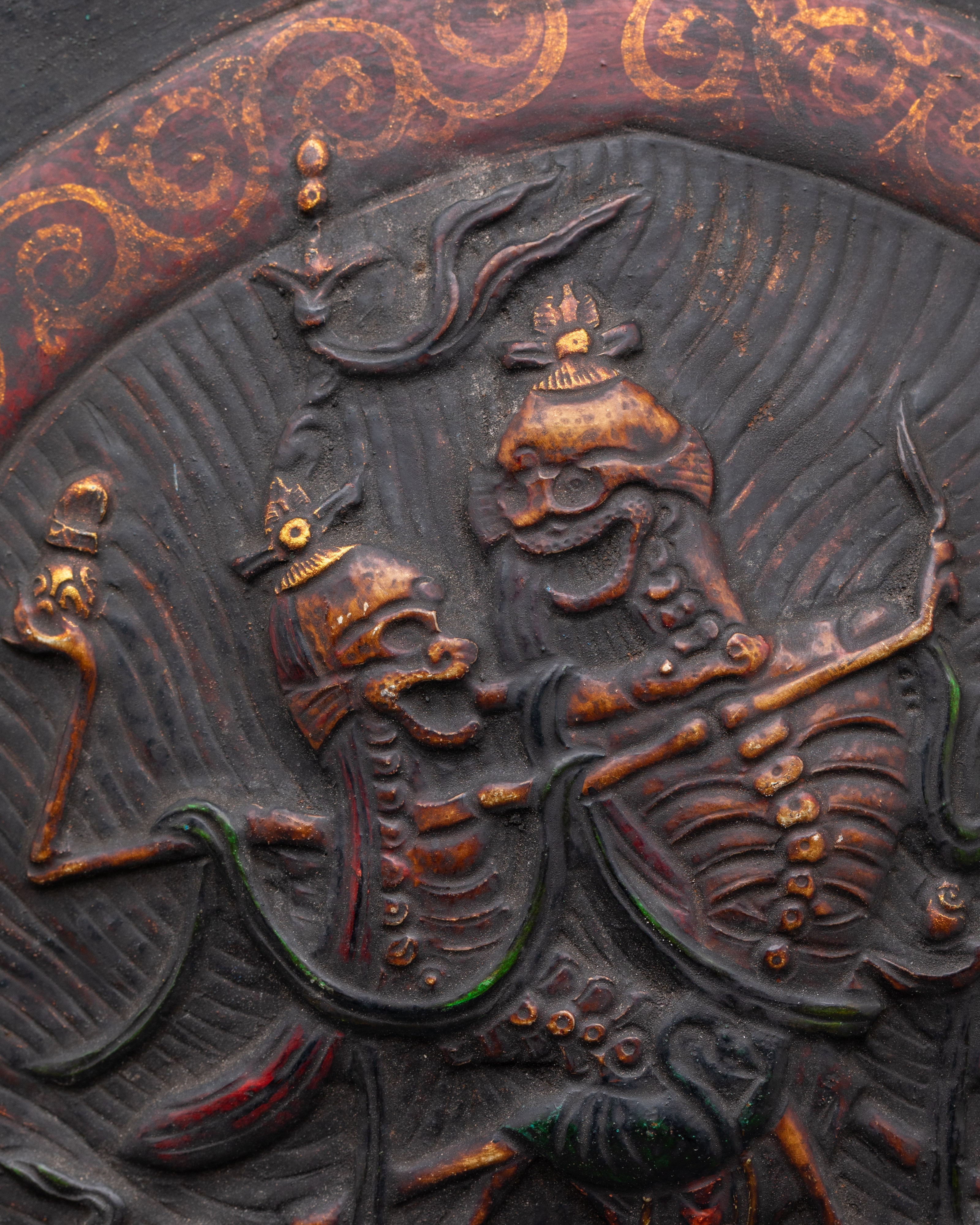 Tibetan Chitipati Deity Wall Art Hanging | Handcrafted Copper Art for Spiritual Spaces