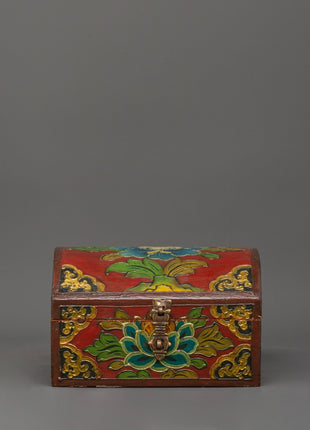 Red Tibetan wooden box