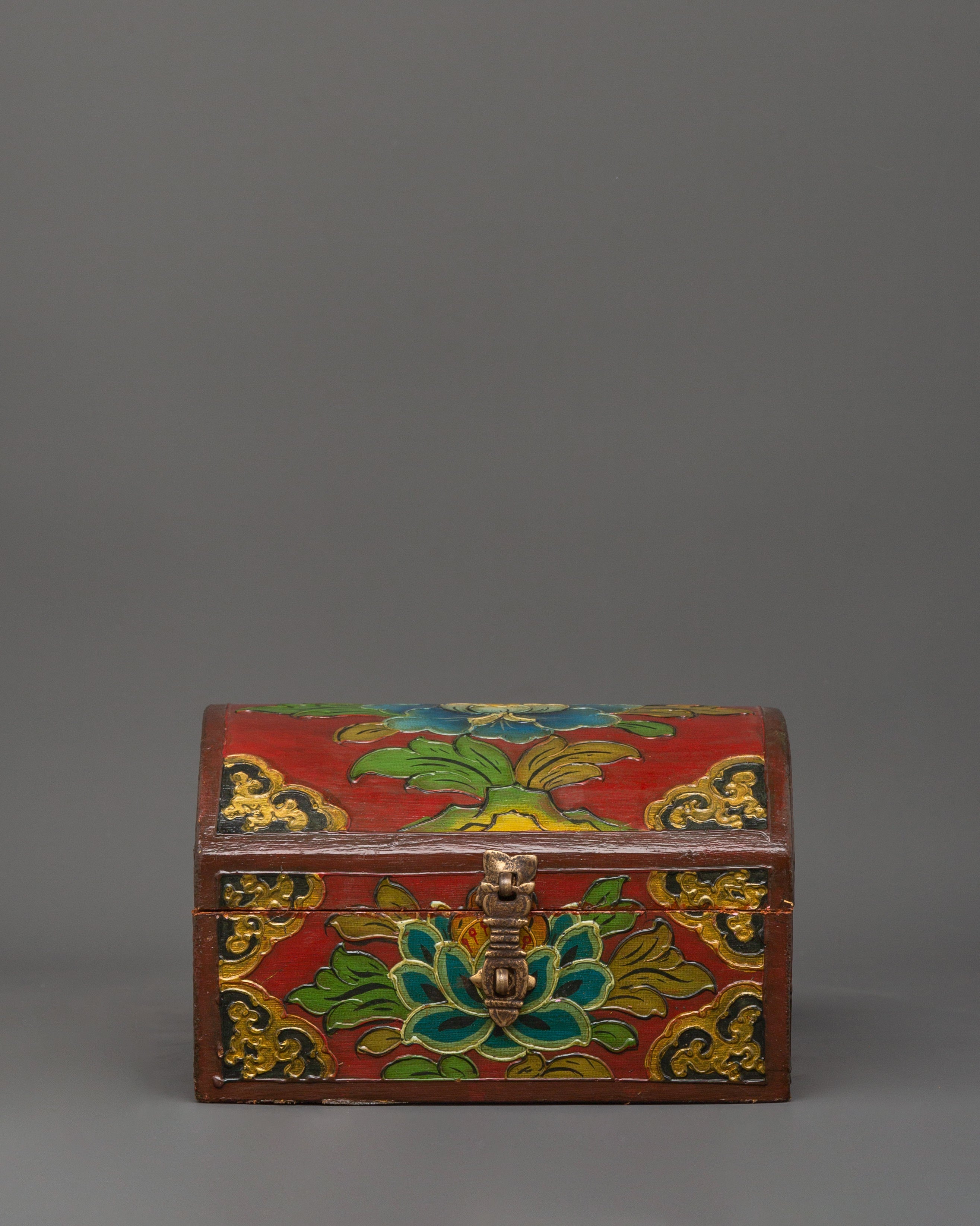 Red Tibetan wooden box
