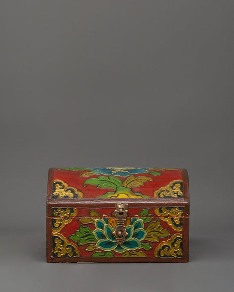 Red Tibetan wooden box
