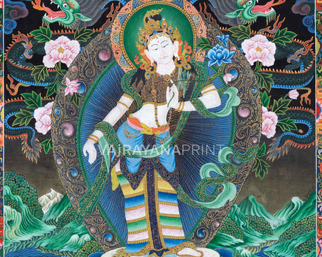 Padhma Pani Thangka Print | Avalokiteshvara Traditional Thangka | Digital Wall Decors