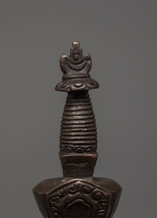 Handcrafted Oxidized Brass Tibetan Stupa | Religious Decorative Buddhist Shrine