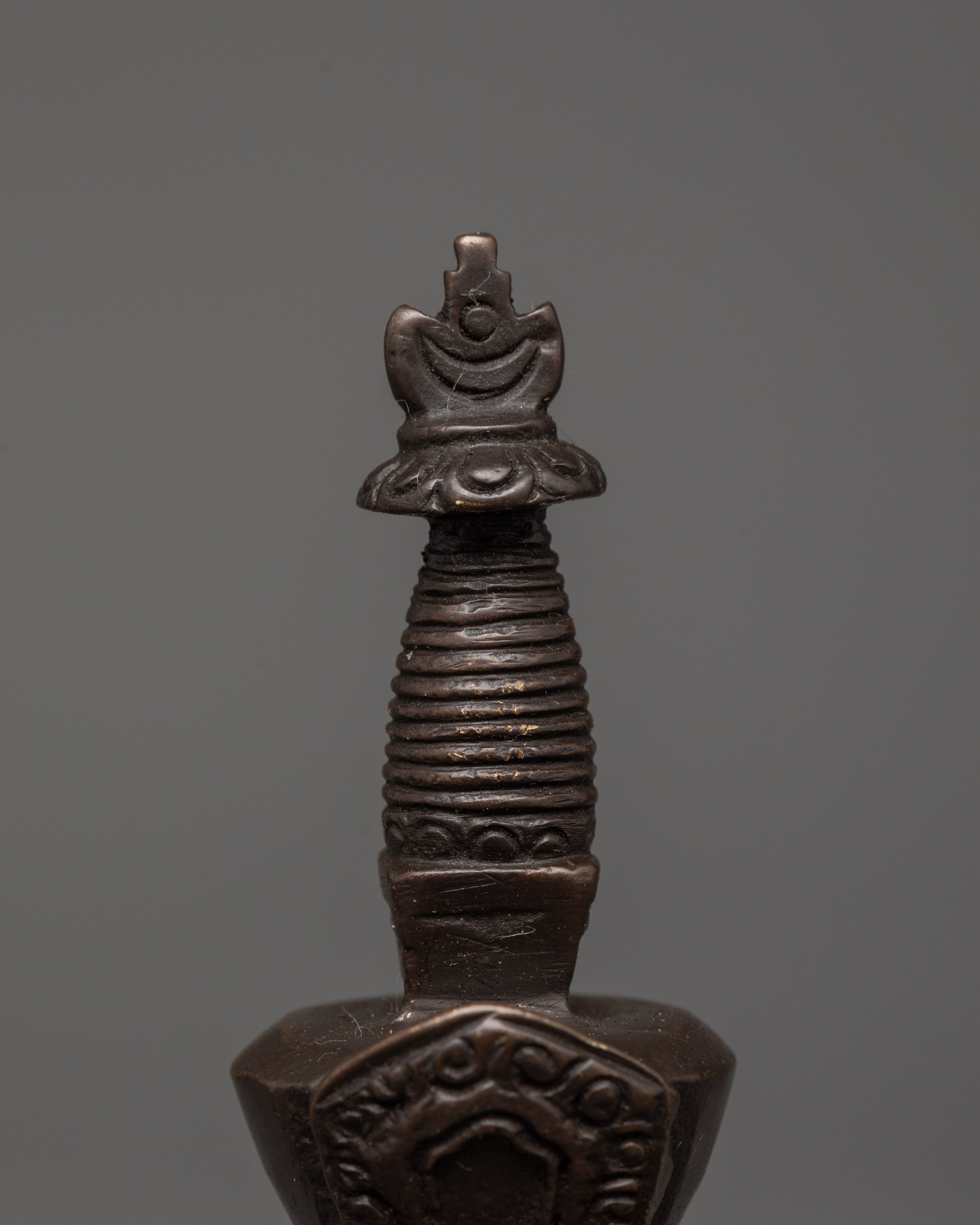 Handcrafted Oxidized Brass Tibetan Stupa | Religious Decorative Buddhist Shrine