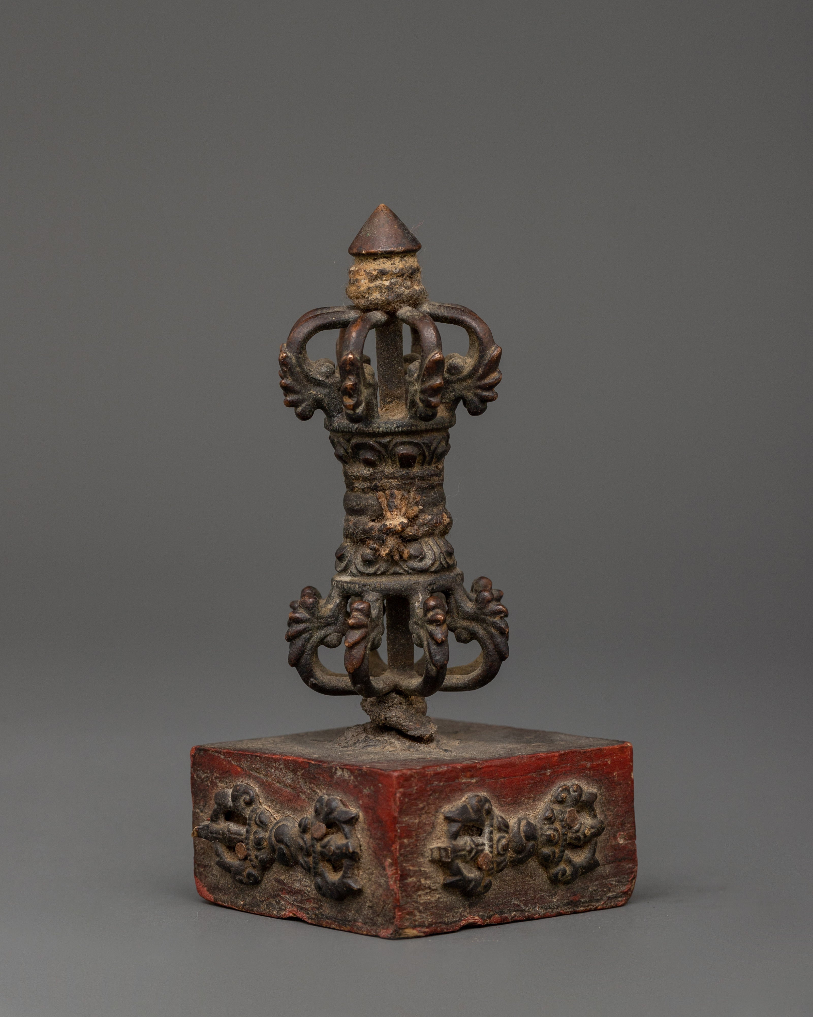 Himalayan Copper Vajra Stand - Handcrafted Tibetan Ritual Tool