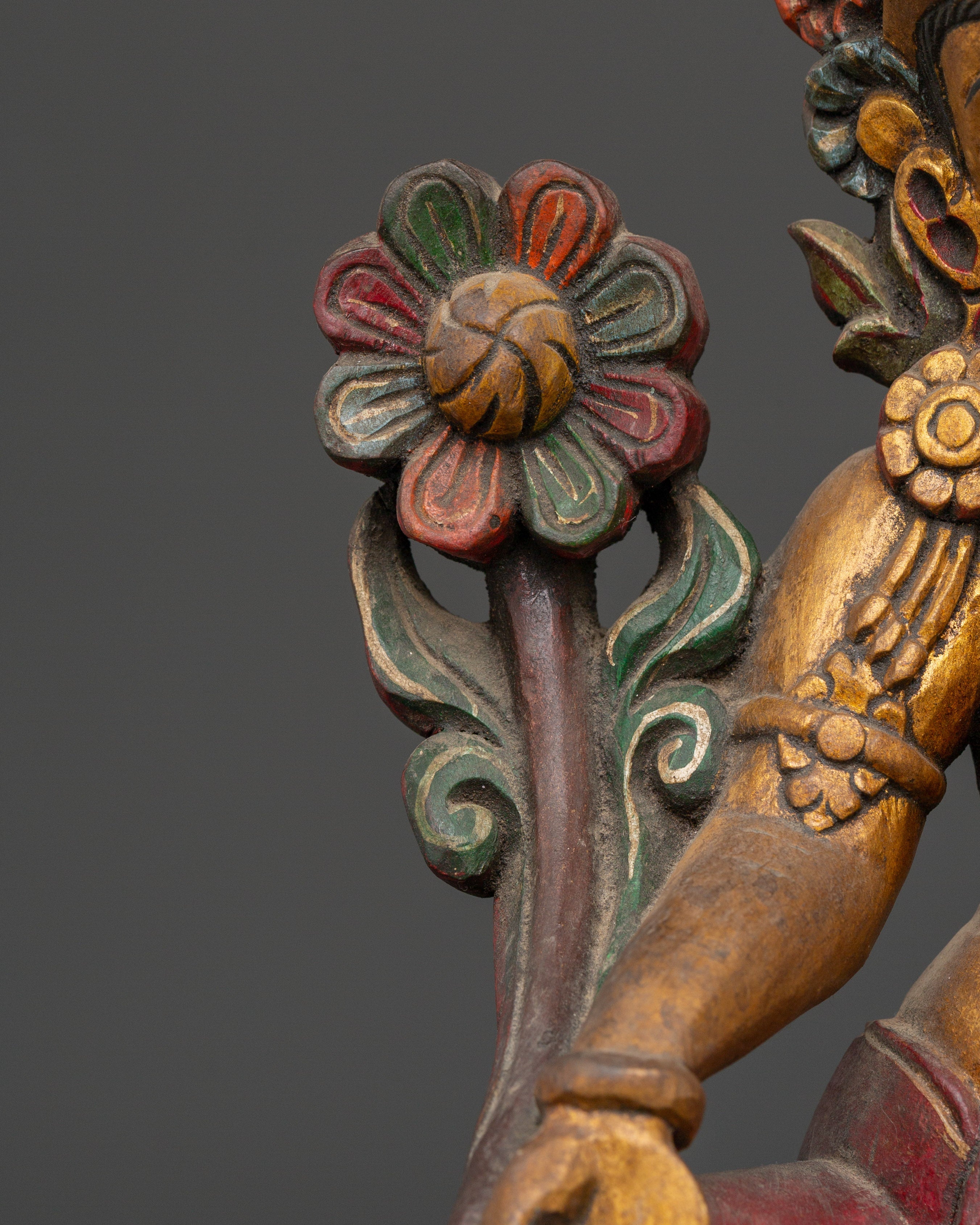 Handcrafted Tibetan Green Tara Statue | Spiritual Buddhist Goddess Figurine