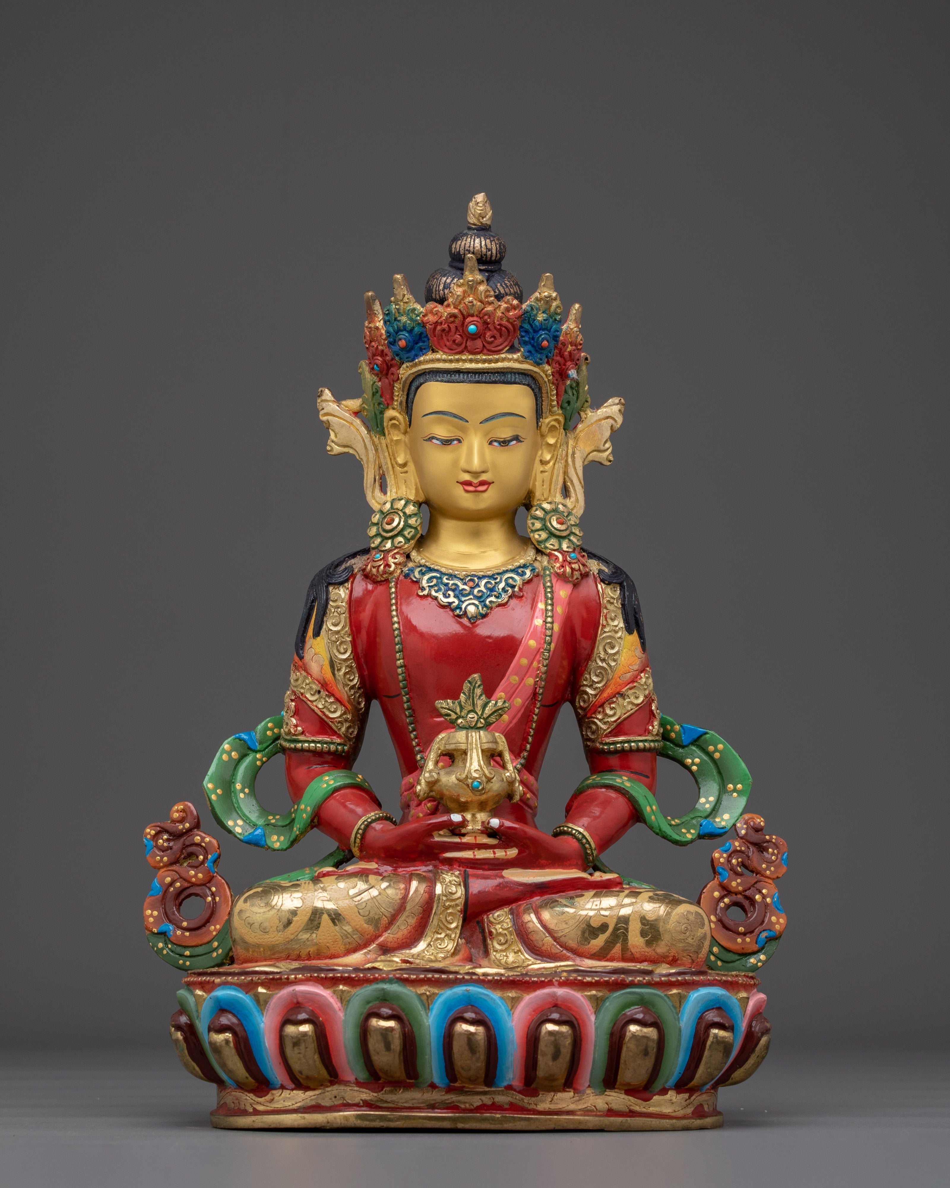Amitayus Statue with Intricate Copper Details