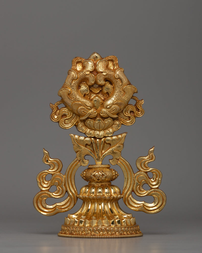 Gold-Plated Auspicious Symbol | Buddhist Rituals and Home Decor