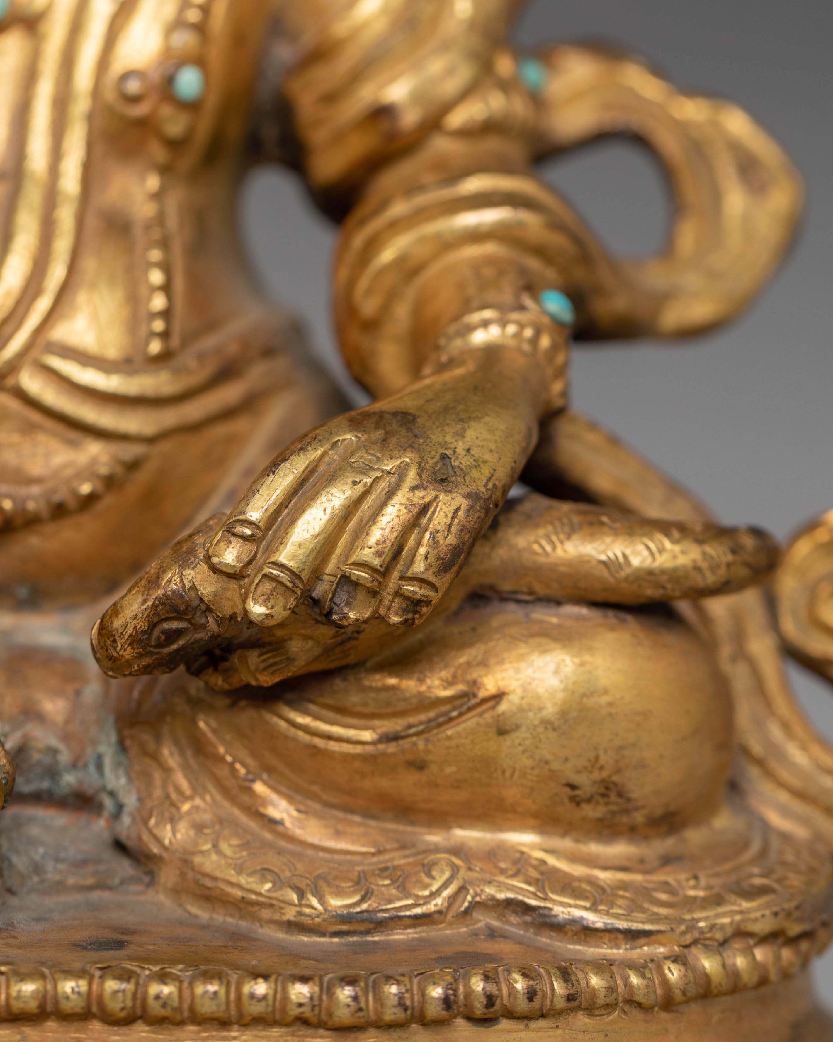 Handcrafted Copper Sculpture of Dzambhala for Altar and Dharma Decor