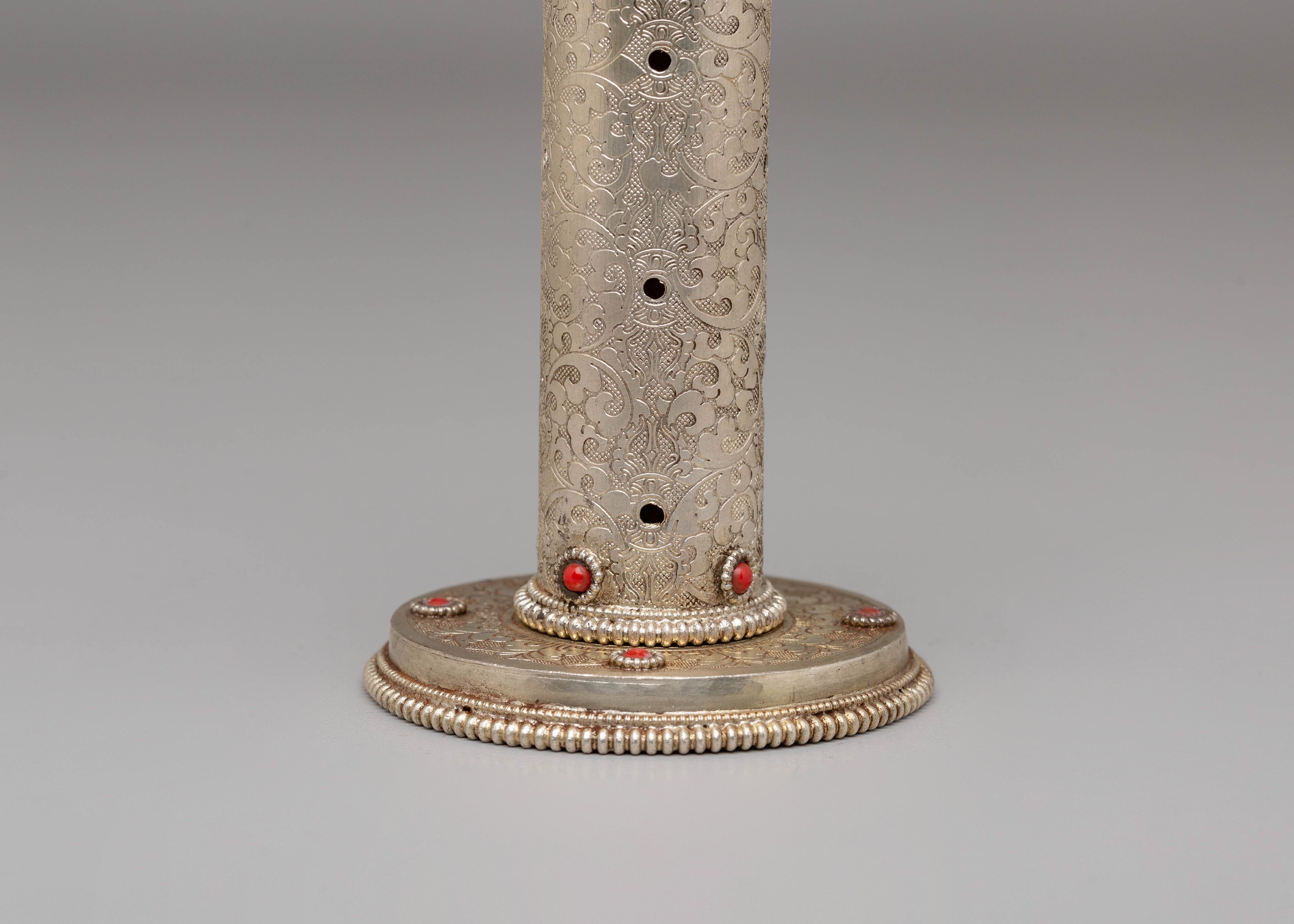 Buddhist Incense Holder for Rituals | Handcrafted Gemstone & Silver Design