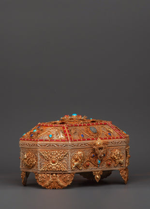 Tibetan Treasure Box with Coral | Sacred Stones & Buddhist Symbolism
