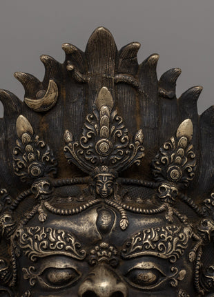 Bronze Bhairav Mask | Sacred Wall Sculpture for Meditation & Decor | Traditional Gift Idea From Nepal