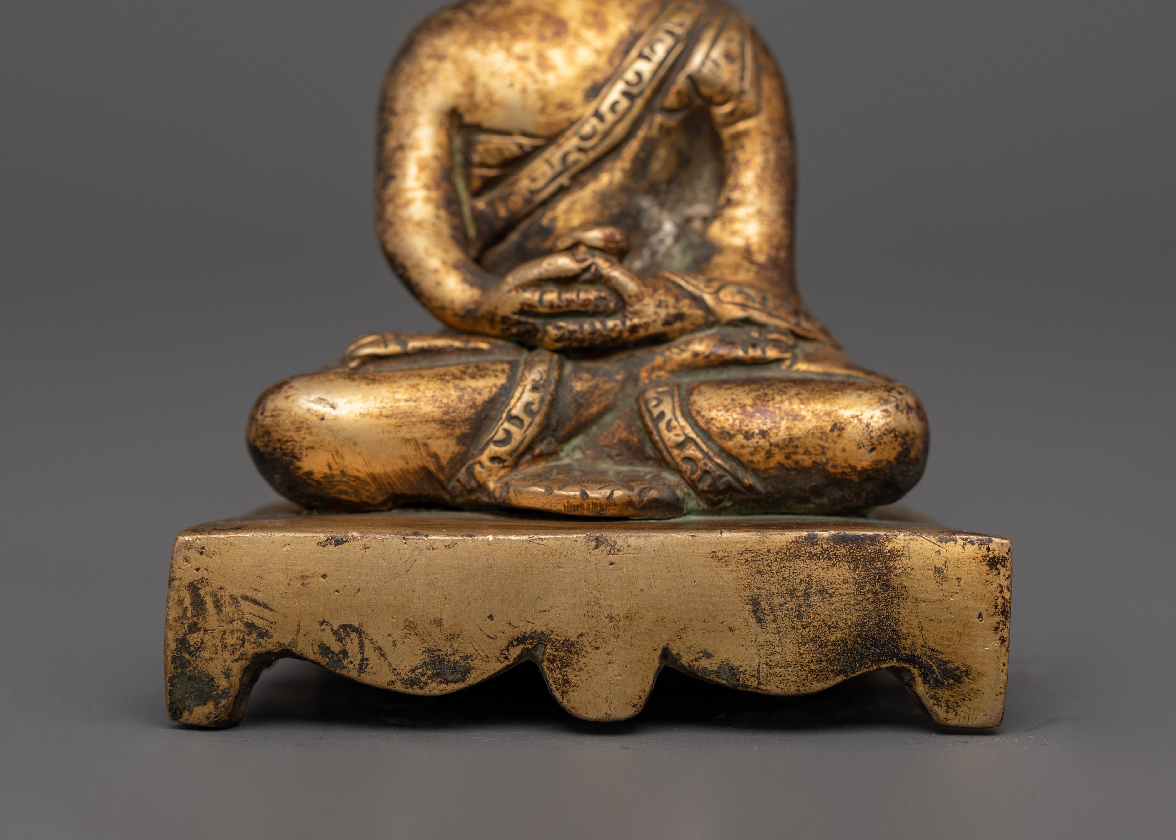 Amitabha Buddha Statue Copper Body Gold Plated Antique Finish | Meditation Decor