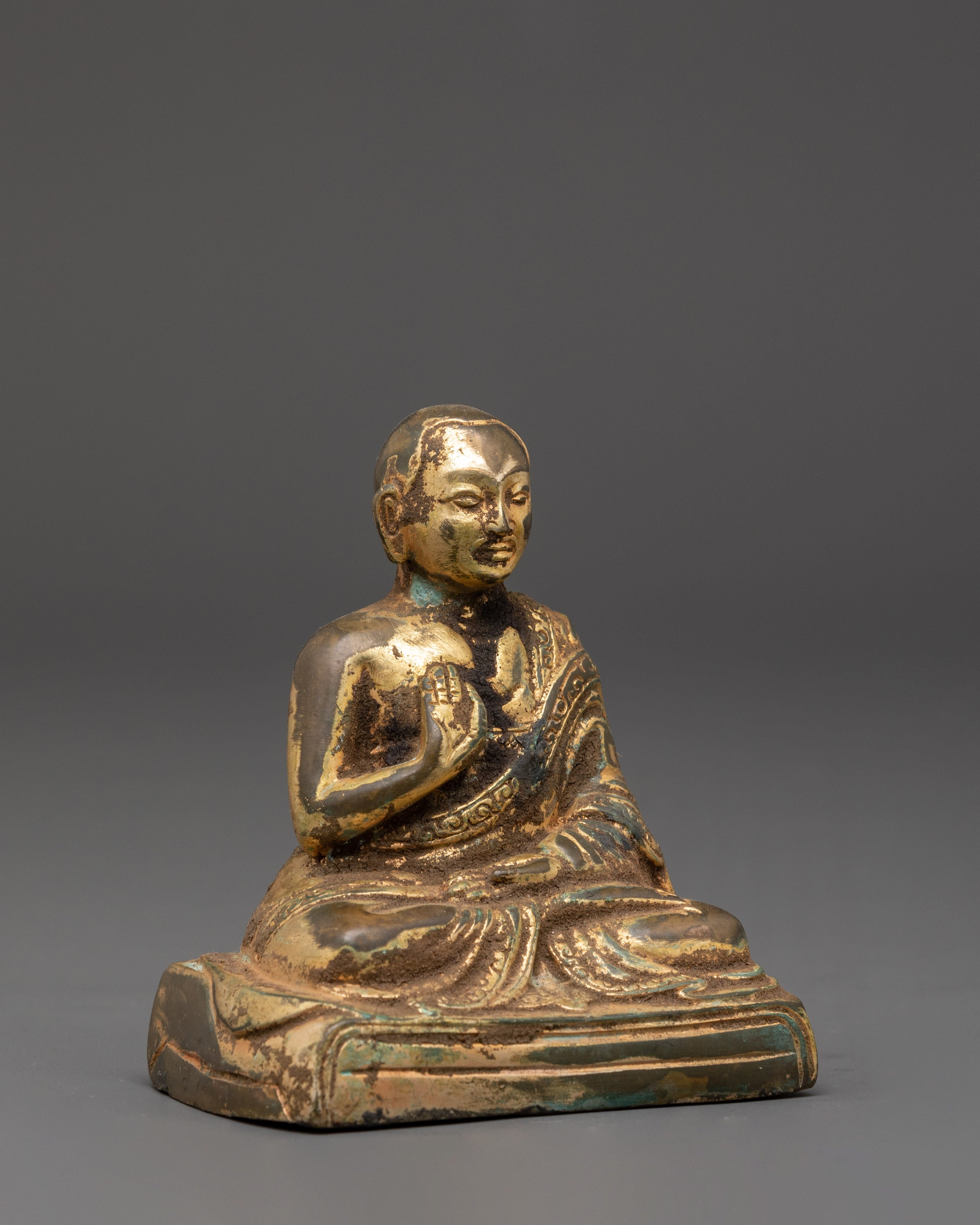 Sacred Buddhist Master Khedrup Je Statue | Tibetan Teacher Sculpture