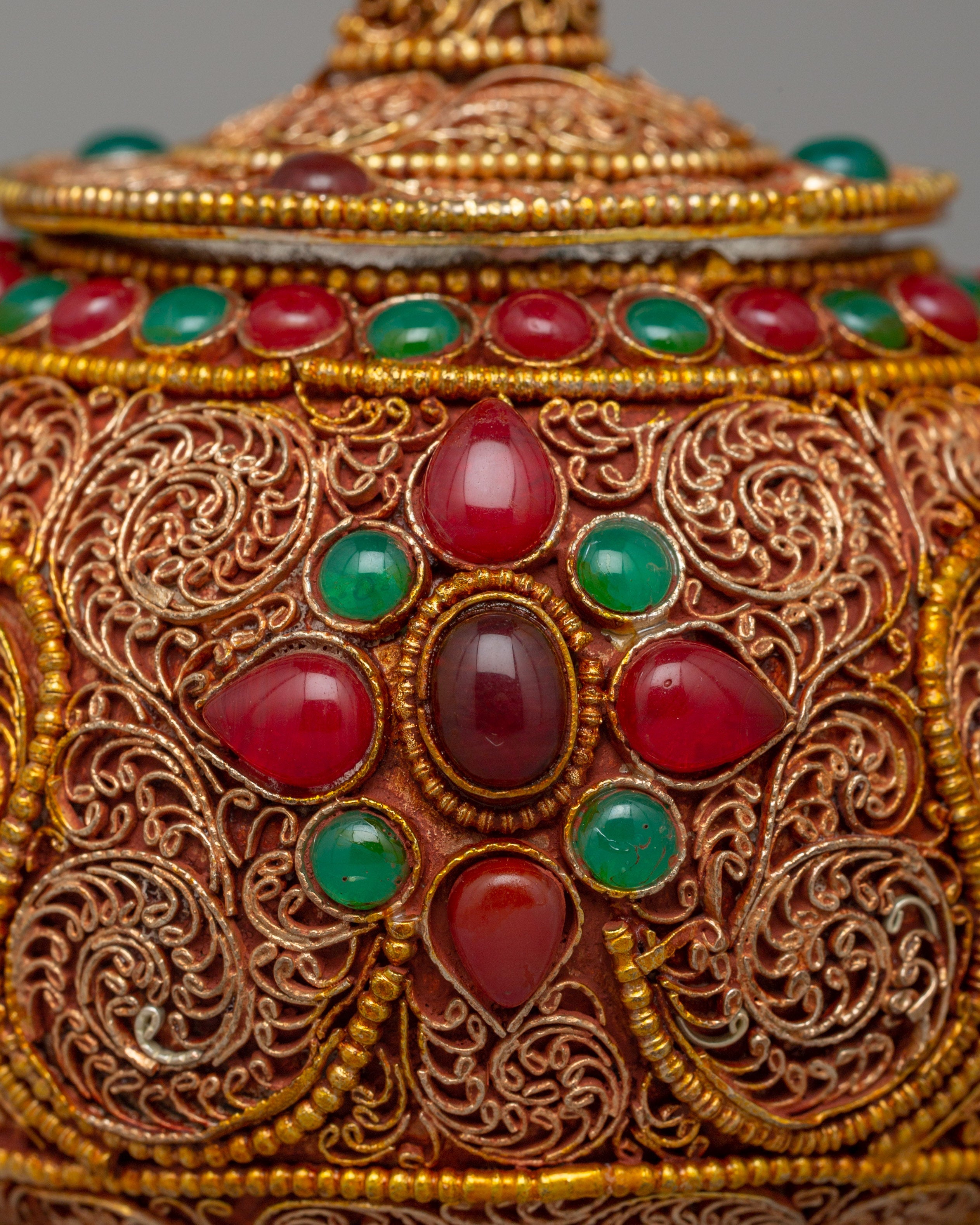 Tibetan Gold-Plated Teapot | Buddhist altar decor