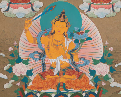 Explore The Compassion With Manjushree Thangka Print | Bodhisattva Artwork | Traditional Decor