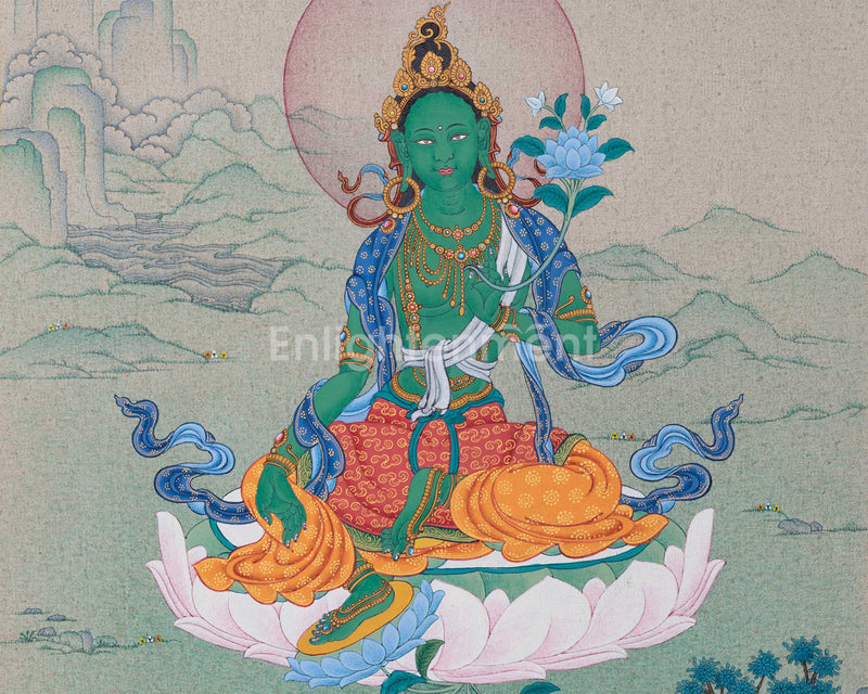 Green Tara (Sgrol-ljang) Thangka | Mother Of All Buddhas | Goddess Of Serenity