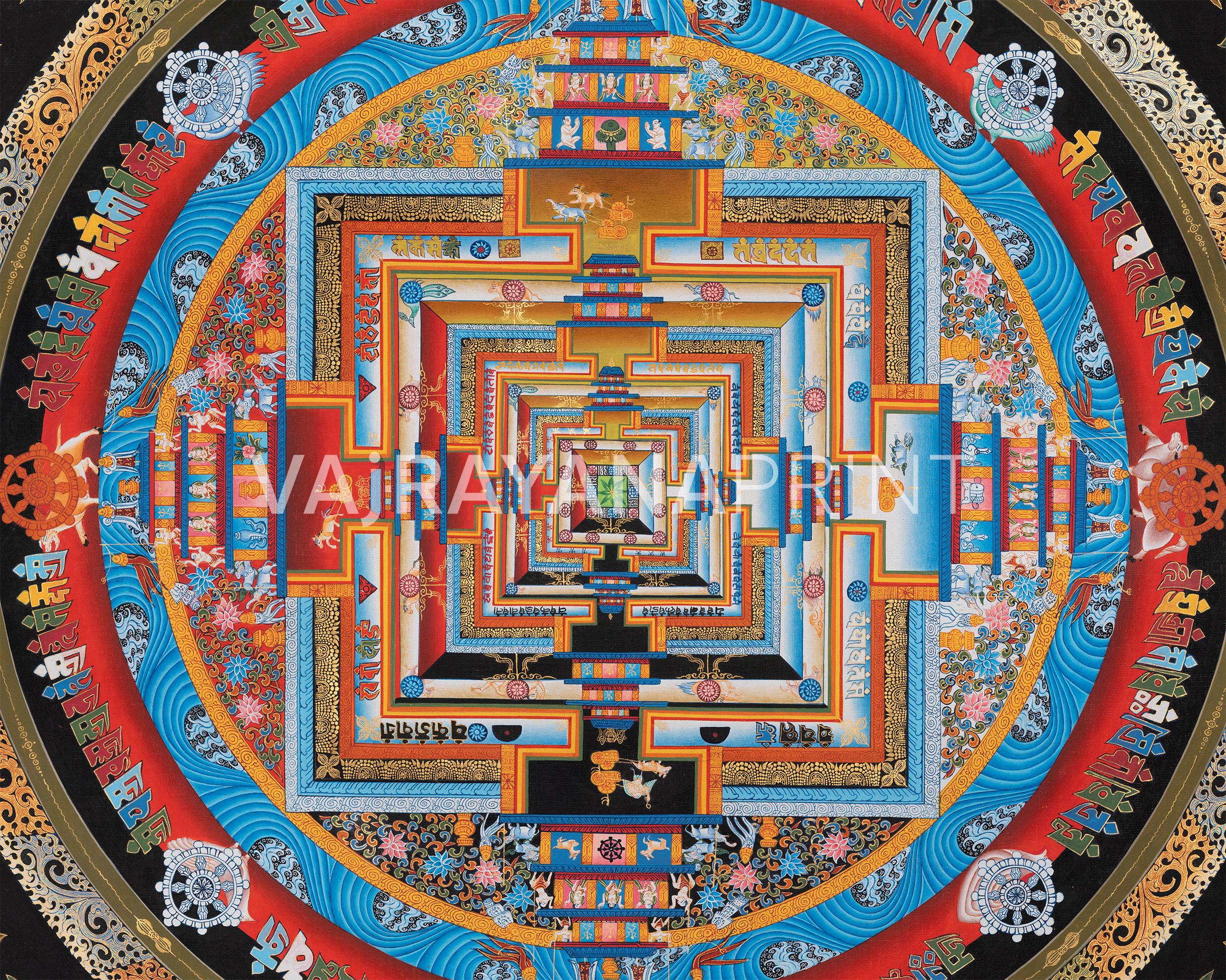 Kalachakra Mandala Thangka Print | Buddhist Art for Home Decoration