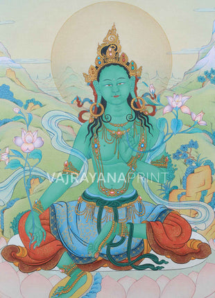 High-Quality Mother Green Tara Thangka Print | Goddess of Compassion | Buddhist Gifts