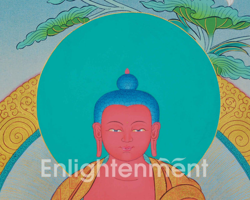 Buddha Amitabha Thangka | Buddha for Infinite Light | Painting on Cotton Canvas