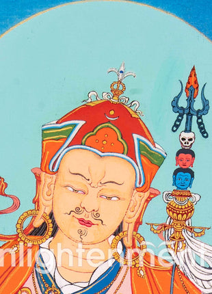 Guru Rinpoche Masterpiece Thangka | Thangka in Karma Gadri Style | Religious Decors