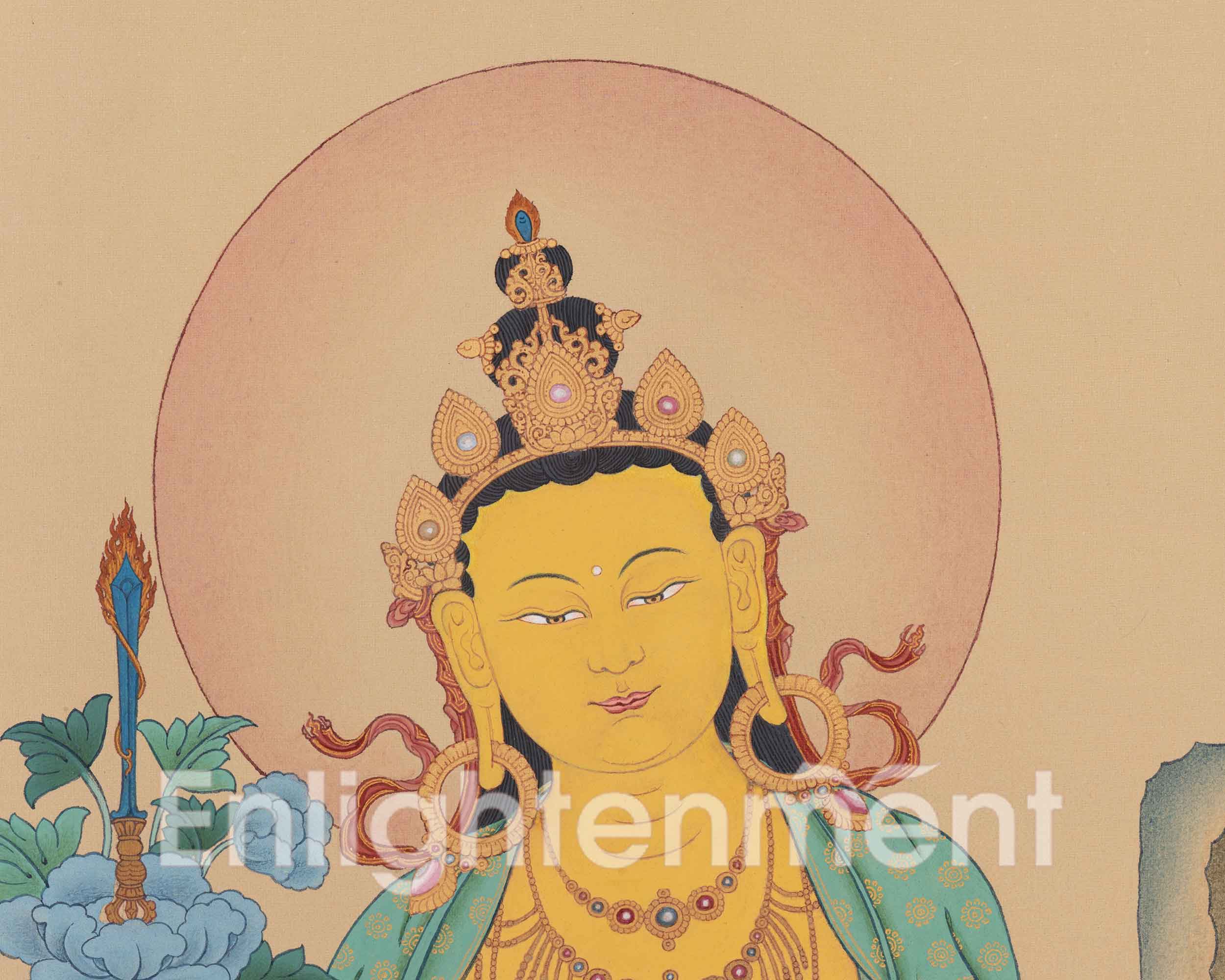 Captivating Manjushri Thangka Masterpiece for Meditation | Bodhisattva Canvas For Spiritual Practice