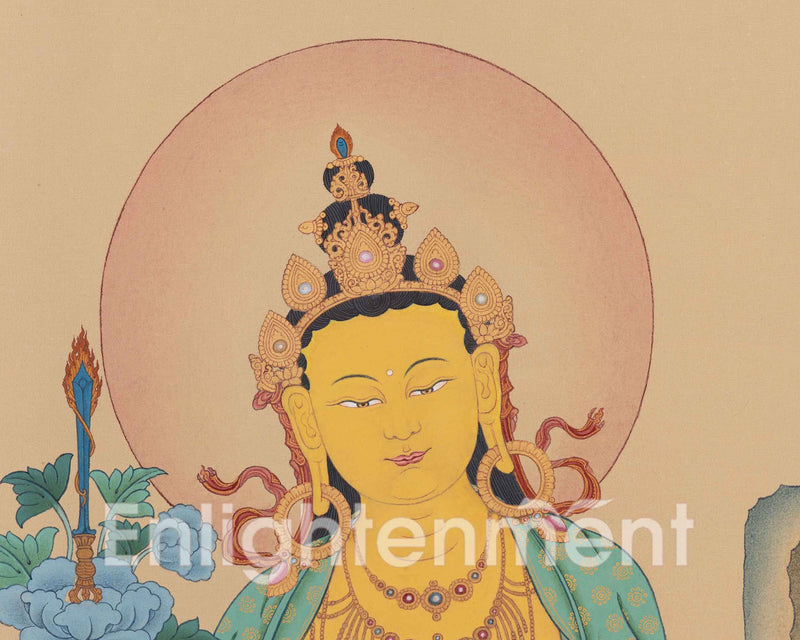 Captivating Manjushri Thangka Masterpiece for Meditation | Bodhisattva Canvas For Spiritual Practice