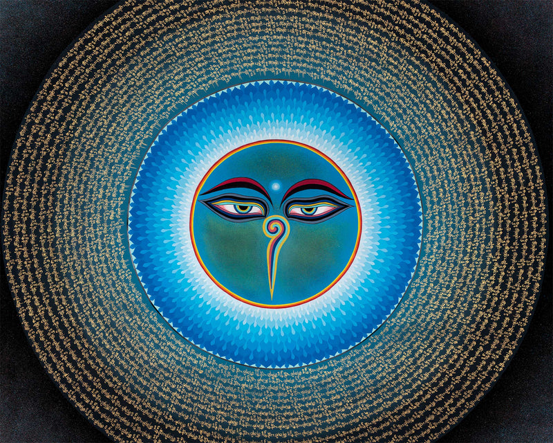 Tibetan Wisdom Eye Mantra Thangka | Spiritual Mantra for Insight | Gateway to Profound Understanding