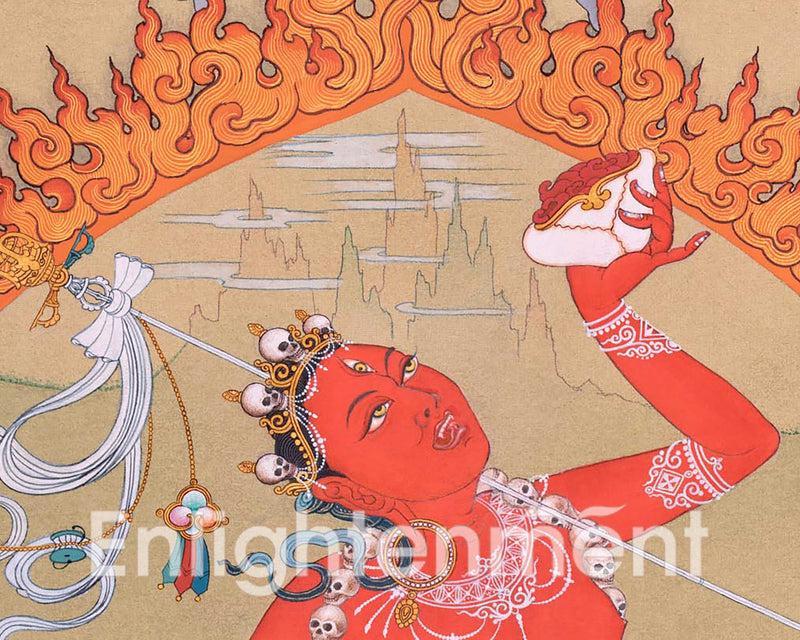 Hand Painted Thangka Of The Divine Feminine | Vajrayogini's Emanation | Art of Tantric Grace