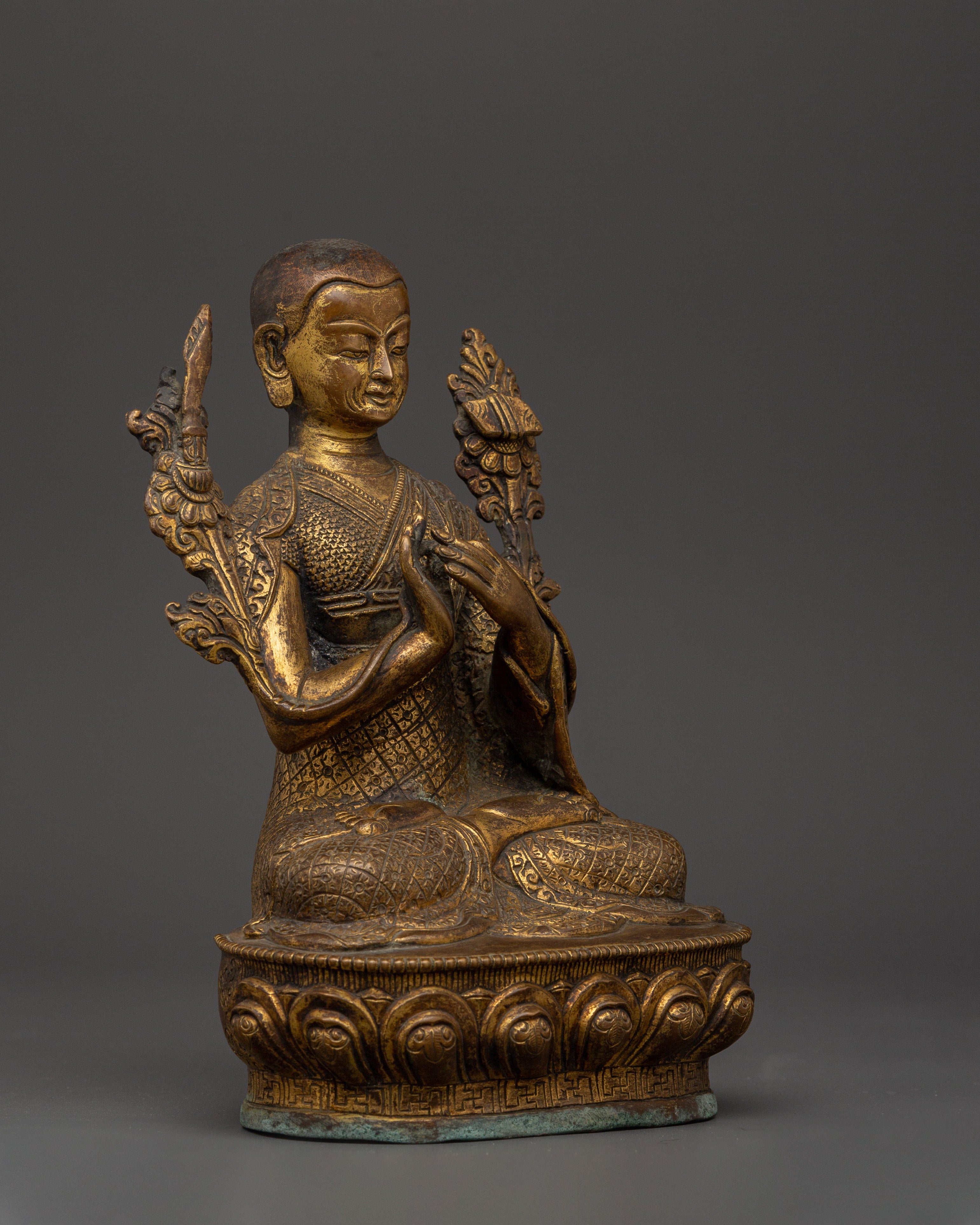 Handcrafted Brass body Tsongkhapa with Je Gyaltsab & Je Khedrup
